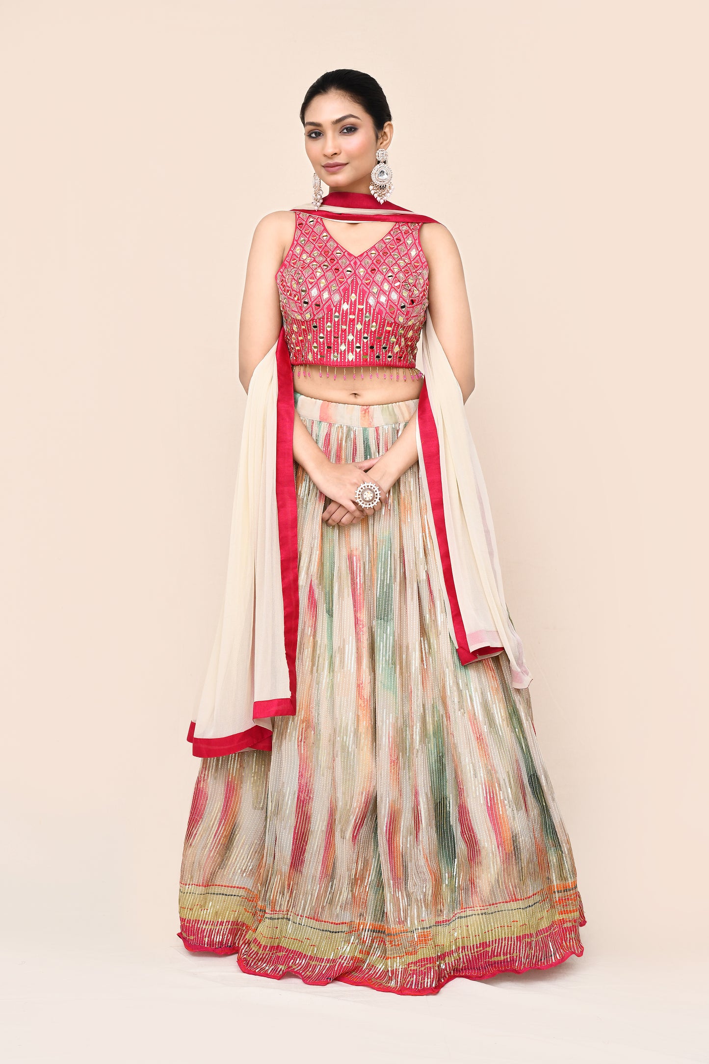 "Padhi" Pure Multi Color Georgette Sequence Lehenga