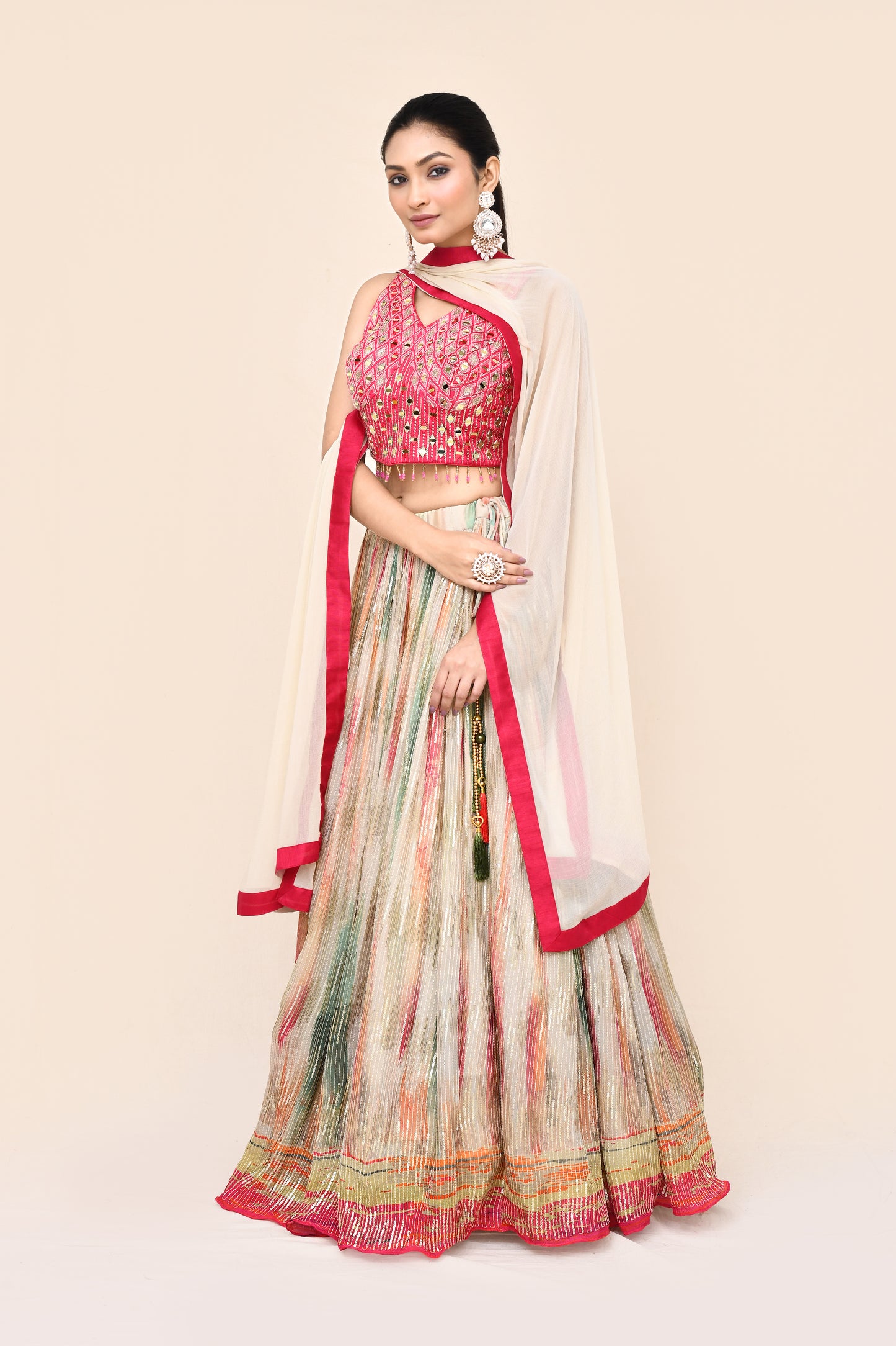"Padhi" Pure Multi Color Georgette Sequence Lehenga