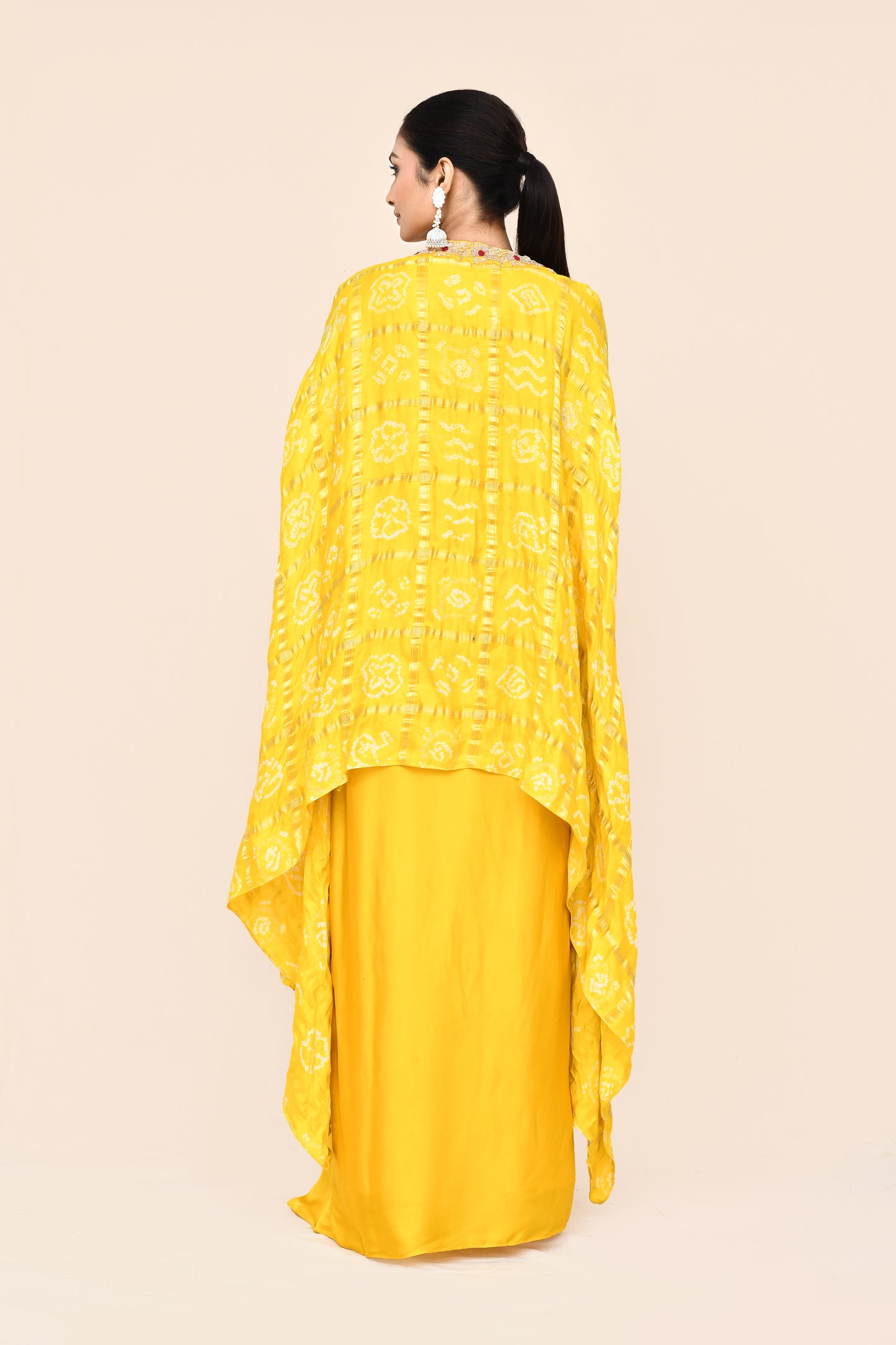 "Mansi 015" Pure Yellow Gajji Silk Designer Dress