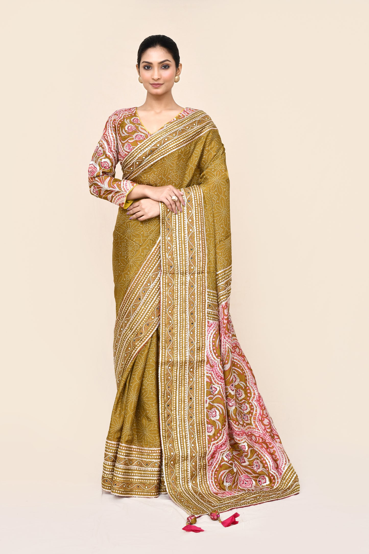 "Shradda" Brown Pure Designer Gota Patti Work Saree