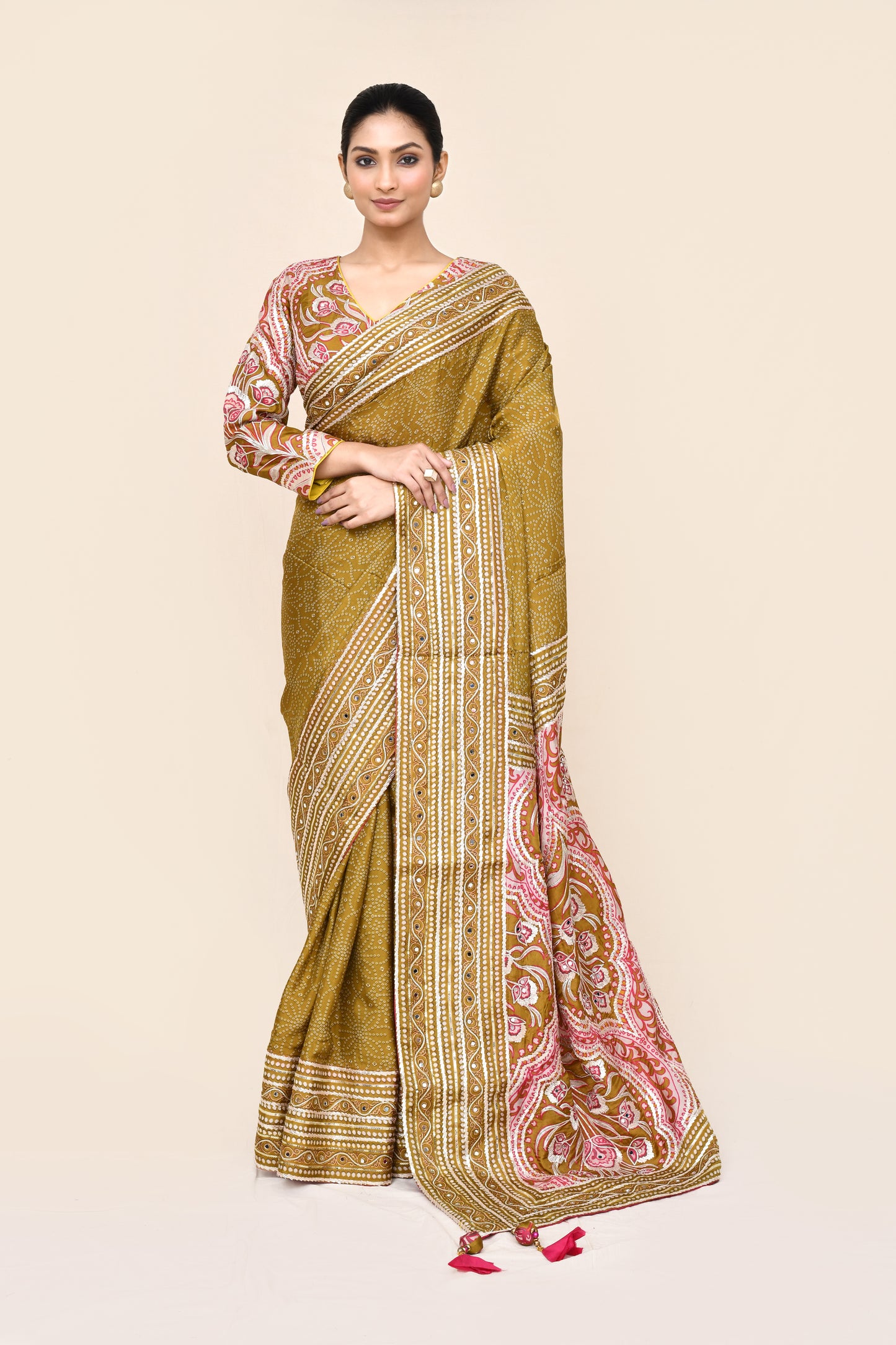 "Shradda" Brown Pure Designer Gota Patti Work Saree