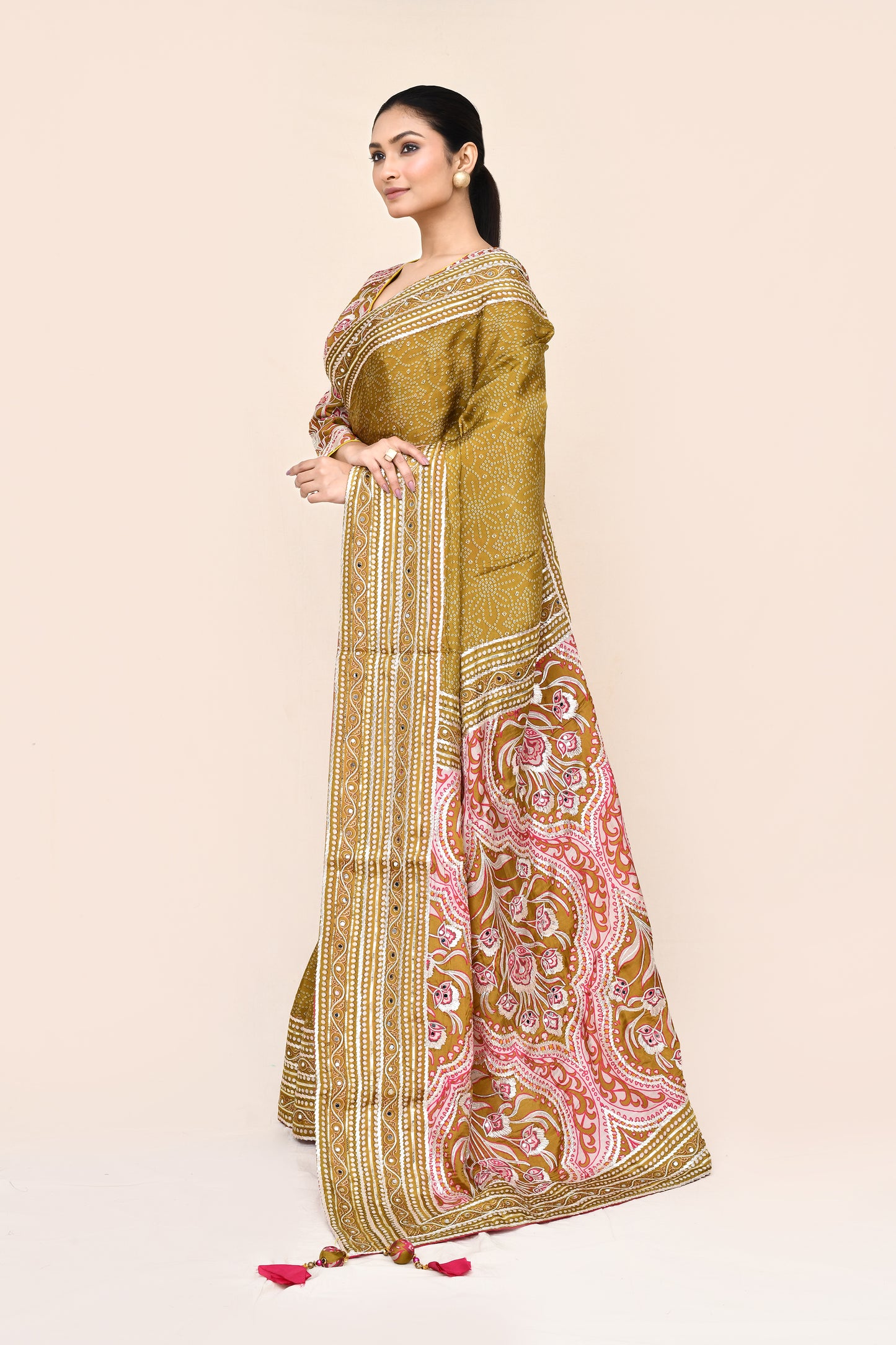"Shradda" Brown Pure Designer Gota Patti Work Saree