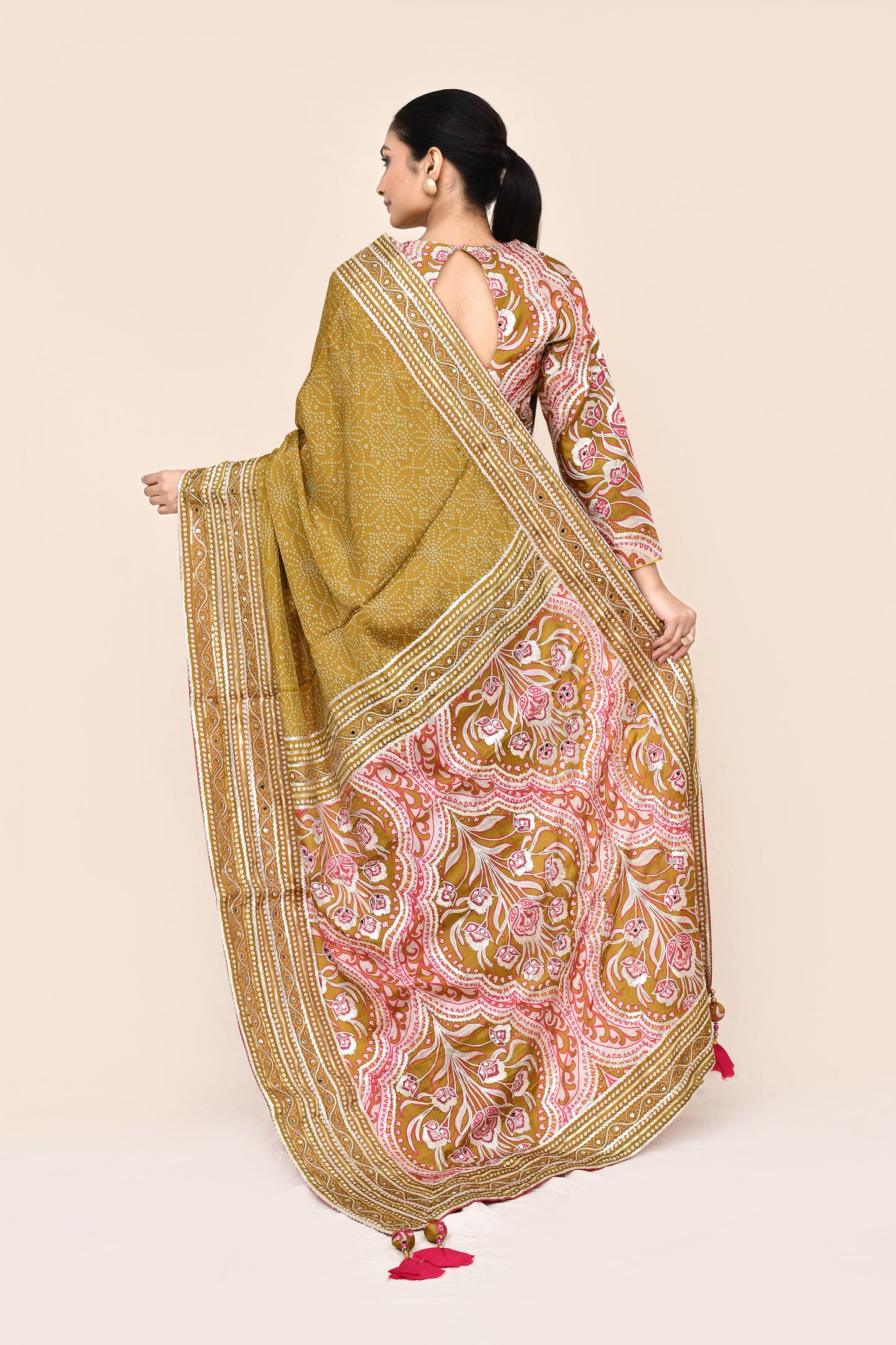 "Shradda" Brown Pure Designer Gota Patti Work Saree
