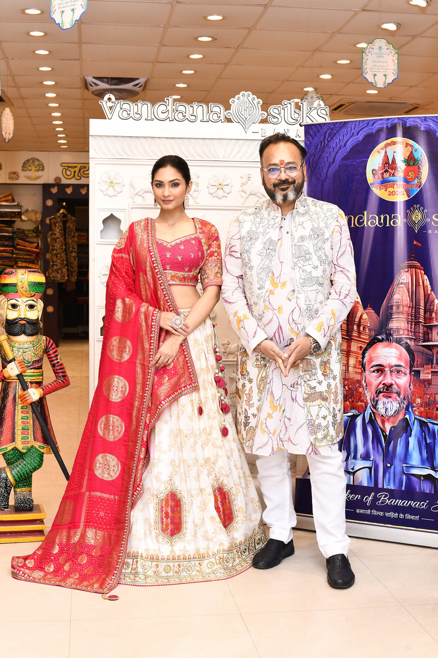 "Natheshwari" White Pure Banarasi Designer Lehenga