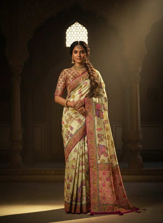 "Waah Banaras 089" Banarasi Meenakari Moonga Silk Saree