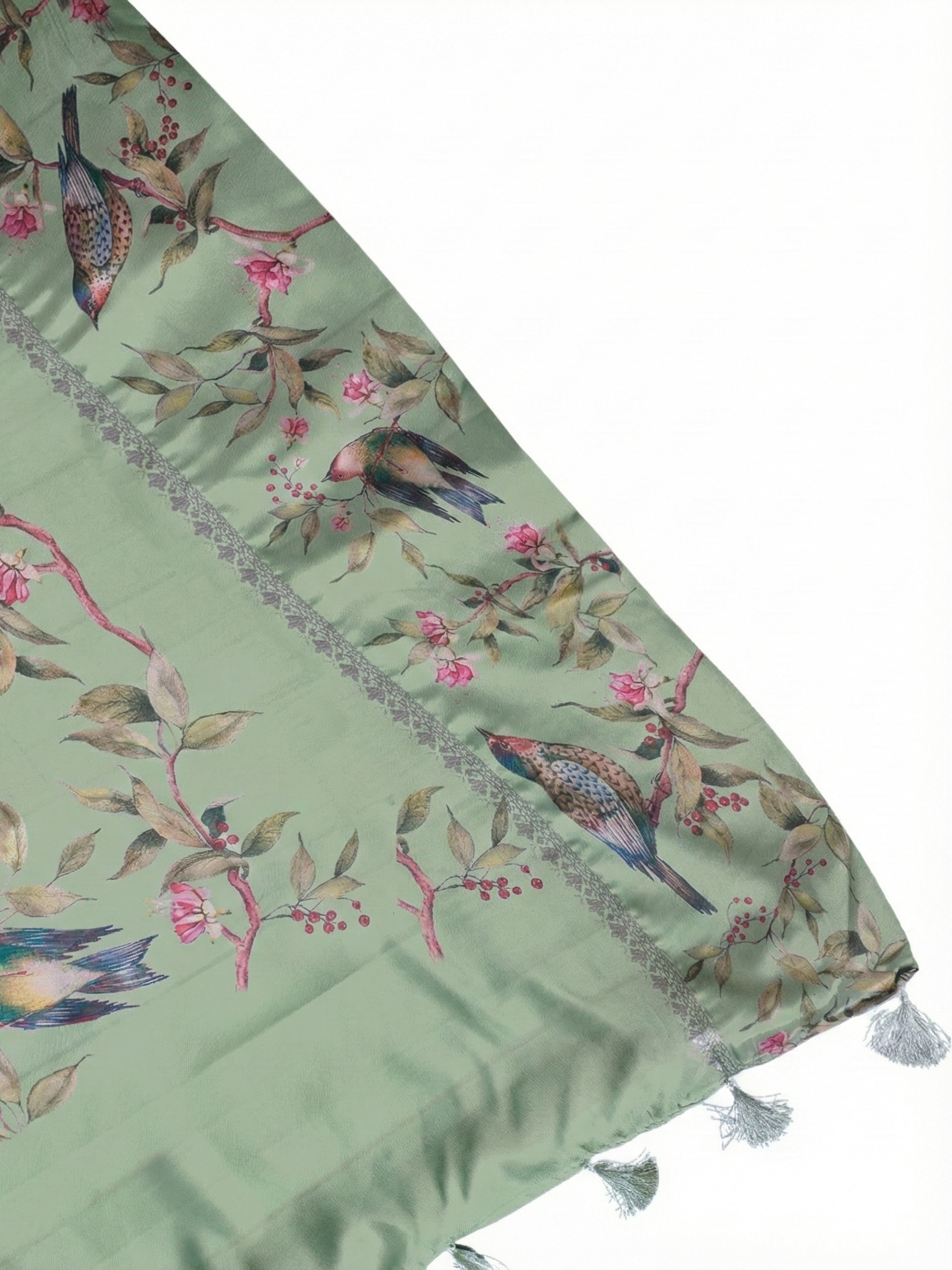 "UTSAV BANARAS 240" Banarasi Nature-Inspired Pastel Green Block Print Soft Silk Saree