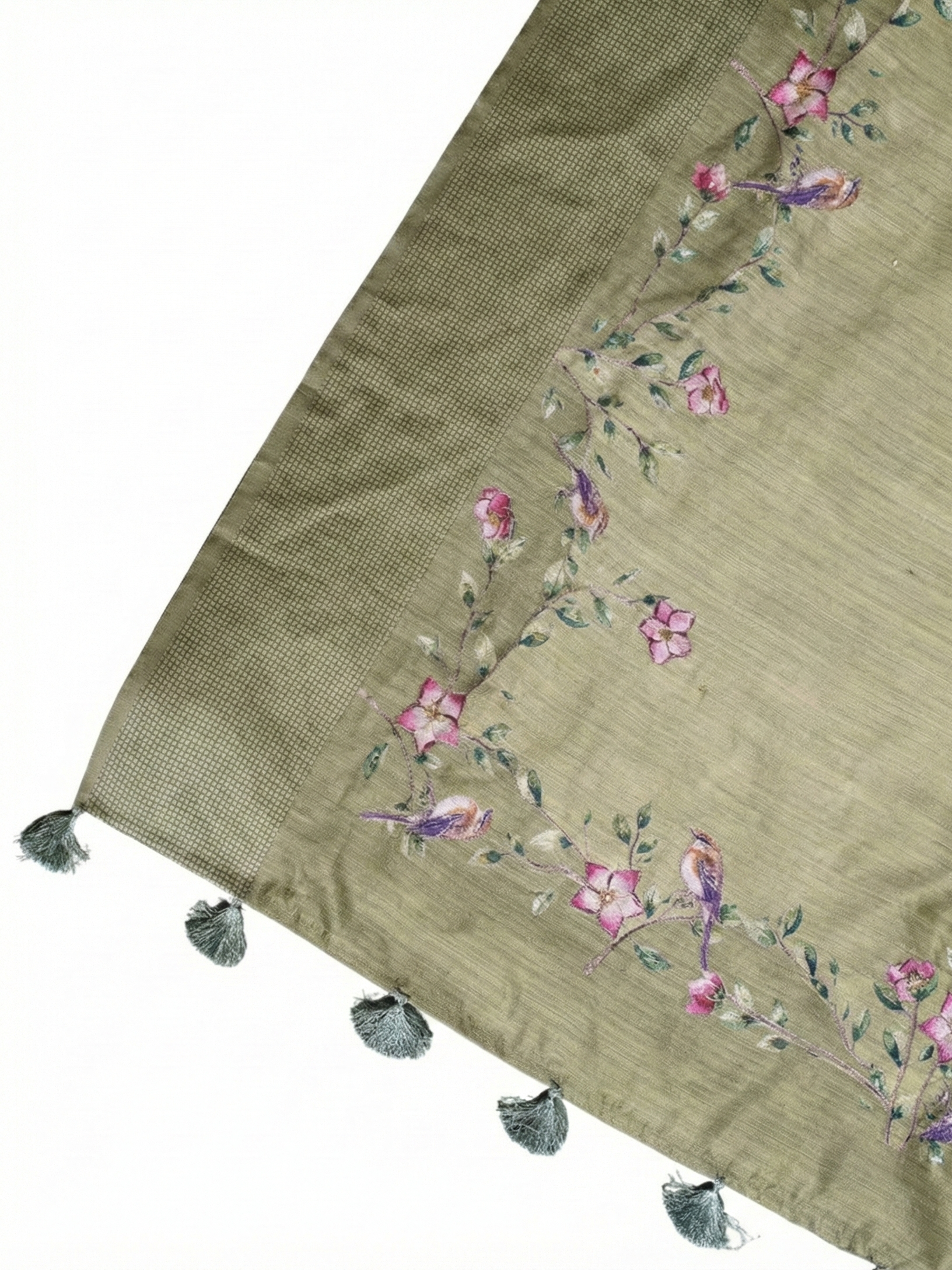 "UTSAV BANARAS 280" Banarasi Nature-Inspired Mehandi Aari Pita Work Matka Silk Saree