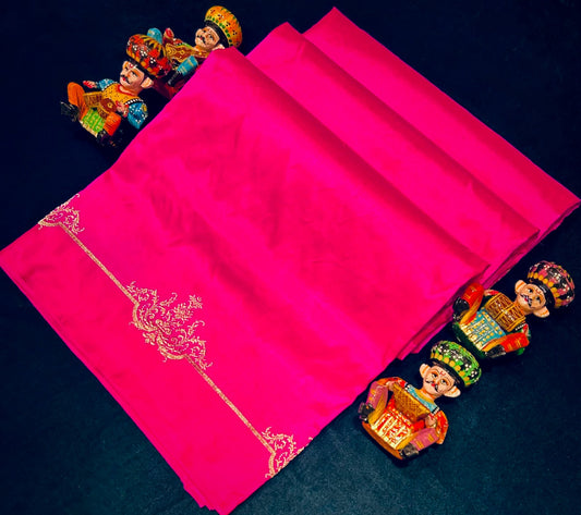 "VIRASAT 155" Pure Katan Silk Raw Mango Saree with Kadwa Work and Brocade Blouse – Silk Mark Certified