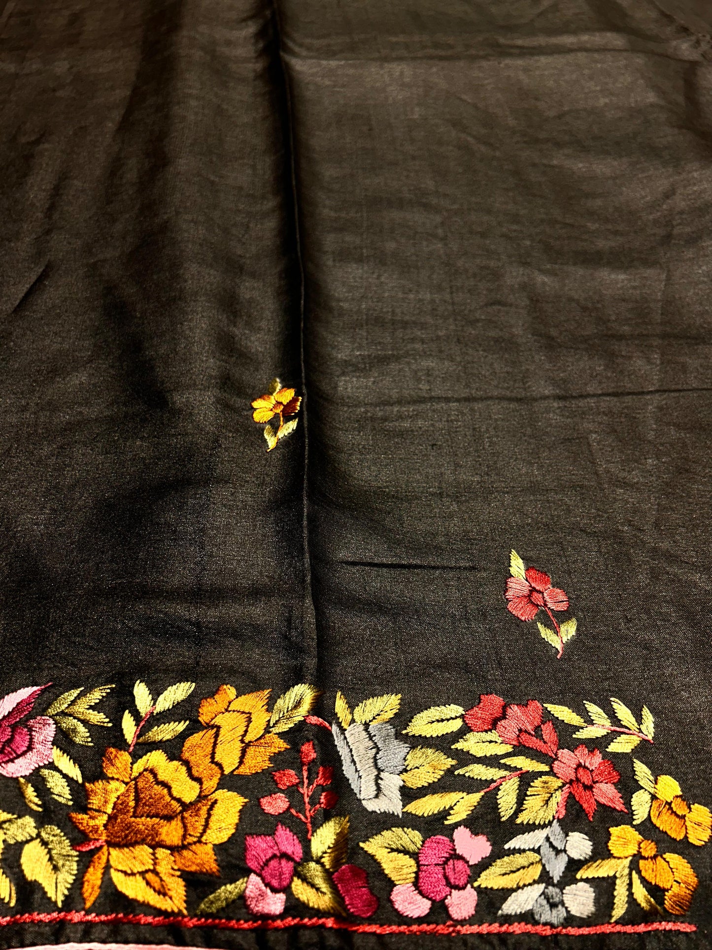 "VIRASAT 153" Pure Silk Hand Parsi Work Tussar Silk Saree