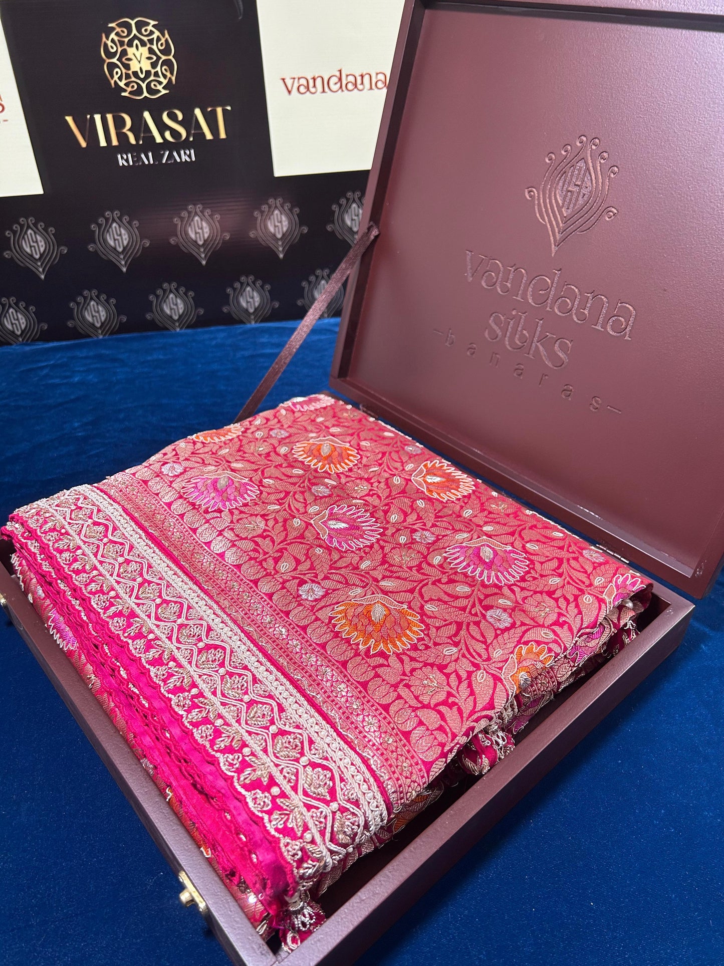 "VIRASAT 212" Nita ambani in Custome Pink multi resham kadwa floral woven saree