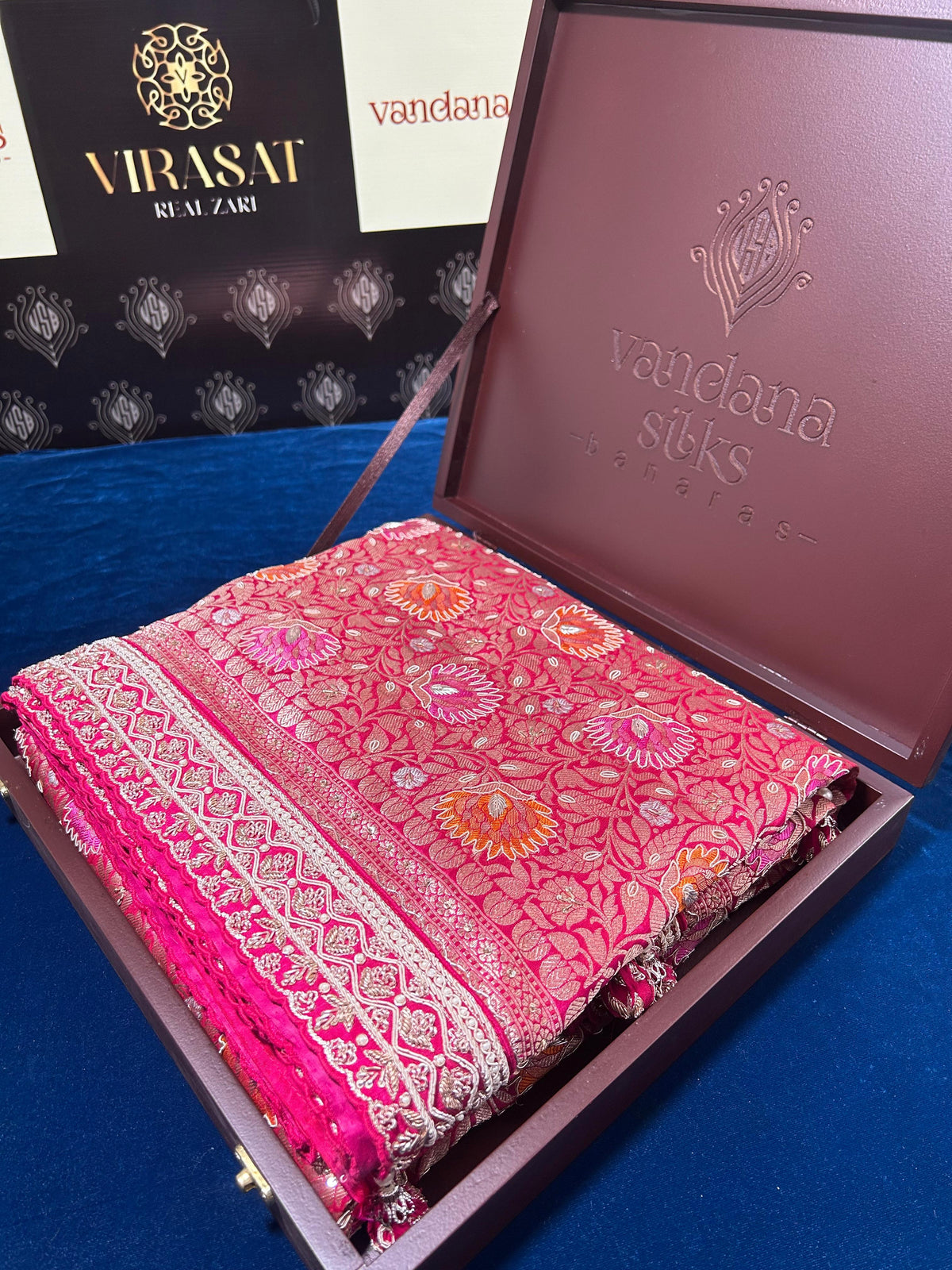 "VIRASAT 212" Nita ambani in Custome Pink multi resham kadwa floral woven saree