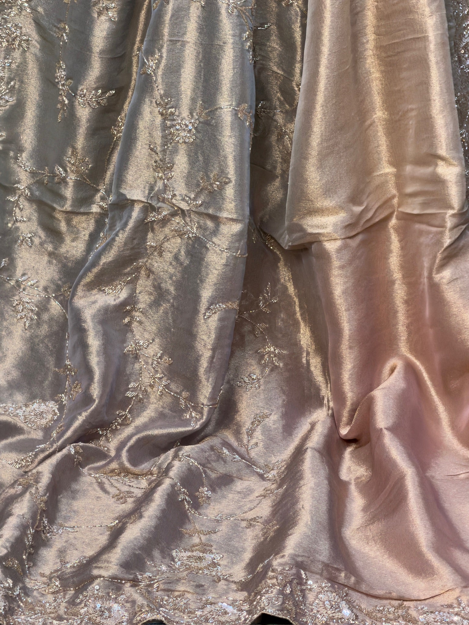 VIRASAT 392: Silver Ombre Tissue Silk Saree with Hand Zardozi Work