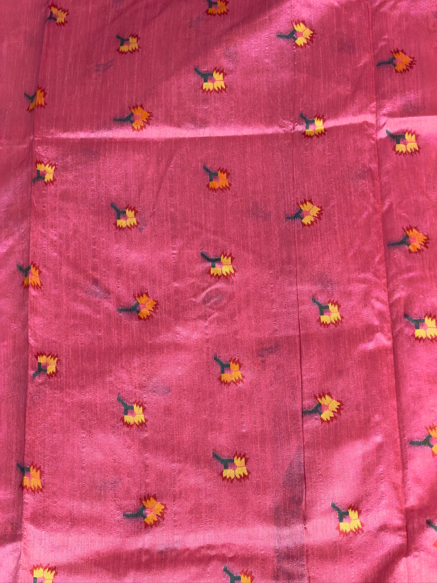 MANSI 172: Peachy Pink Raw Silk Suit Set with Artistic Woven Dupatta