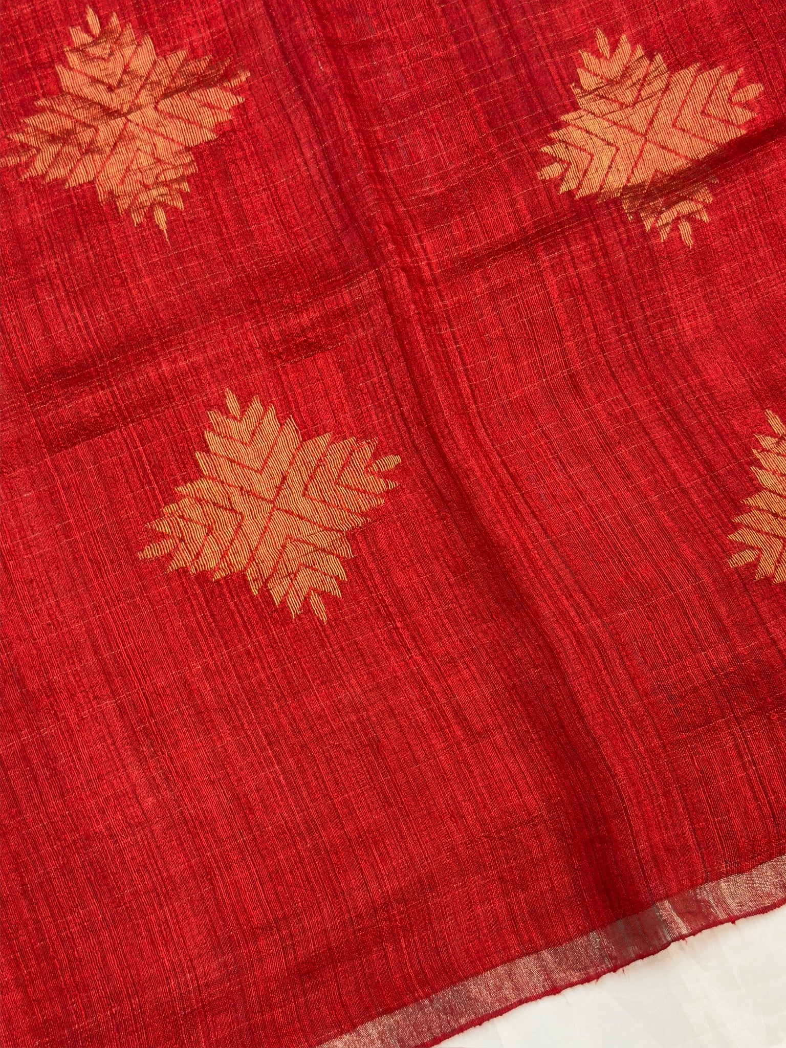 VIRASAT 353: Silk Mark Certified Pure Matka Silk Saree in Glittery Red with Zari Buta Design
