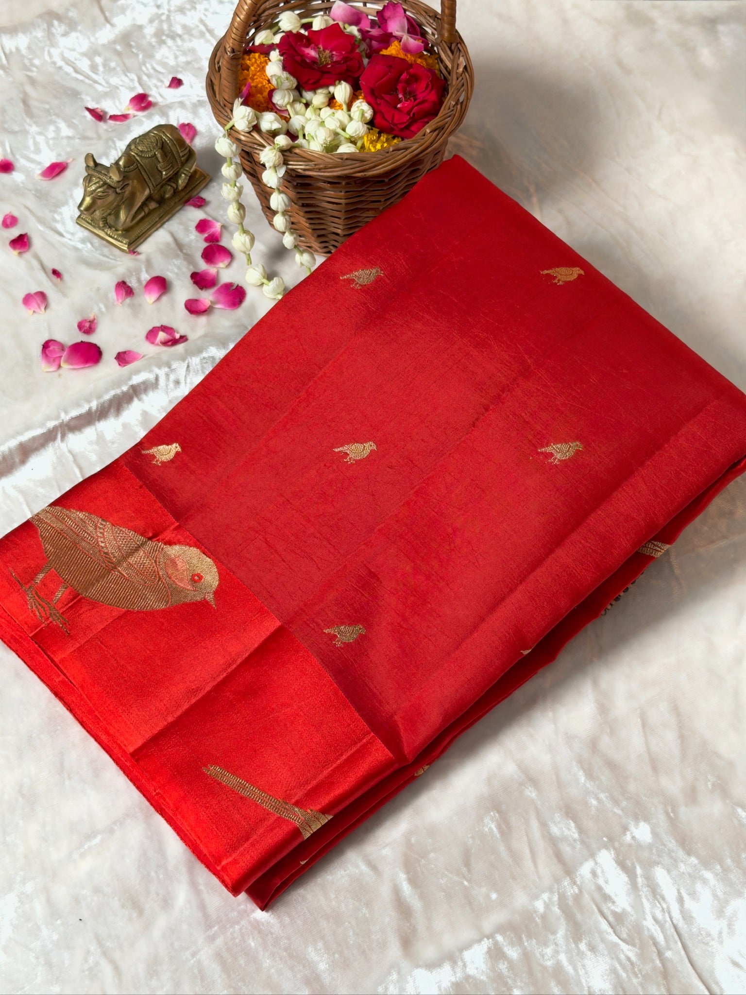 VIRASAT 371: Chocolate Brown Pure Mulberry Silk Saree with Zari Work