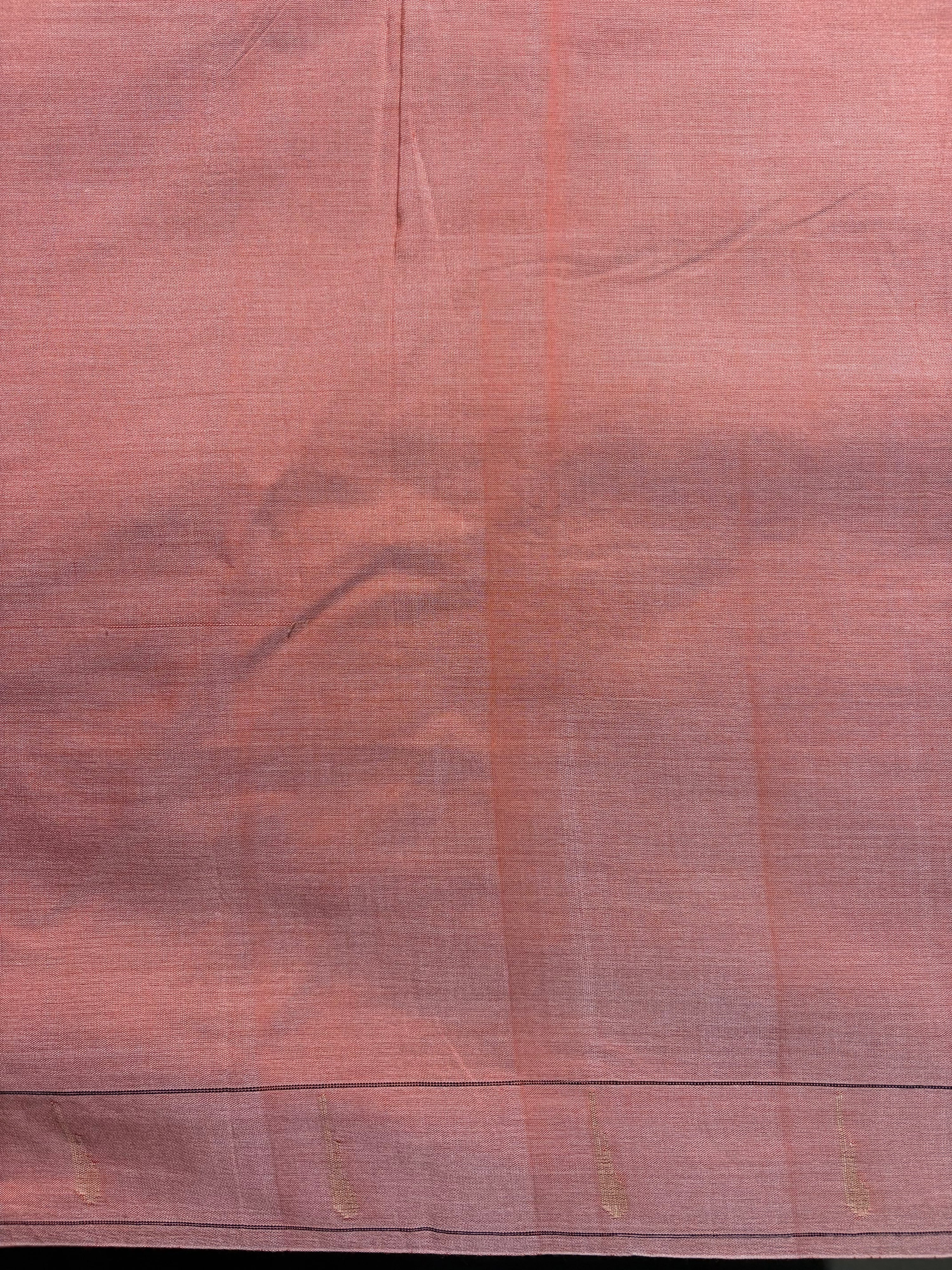 Founder Choice 057: Light Blush Pink Pure Handloom Tussar Silk Saree with Paithani Work