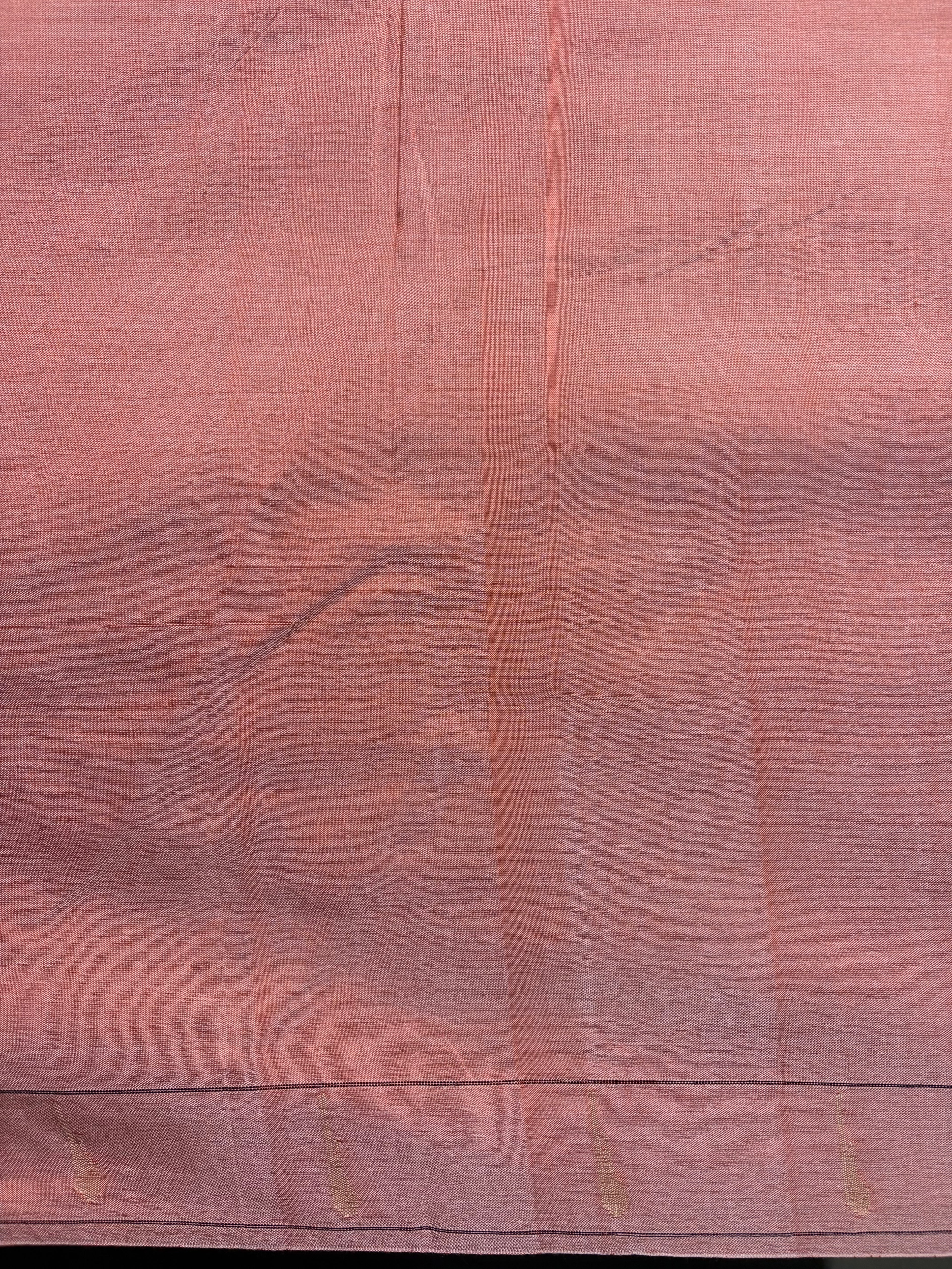 Founder Choice 057: Light Blush Pink Pure Handloom Tussar Silk Saree with Paithani Work