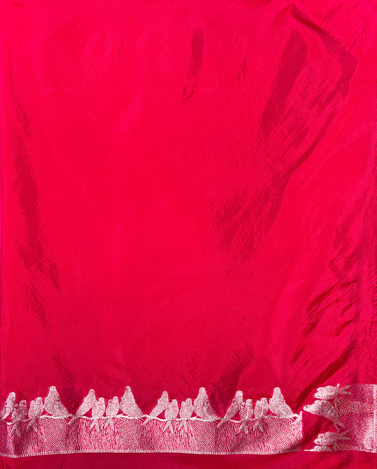 Waah Banaras 139: Pinkish Red Semi Katan Banarasi Saree with Gold Zari Buti & Meenakari Border