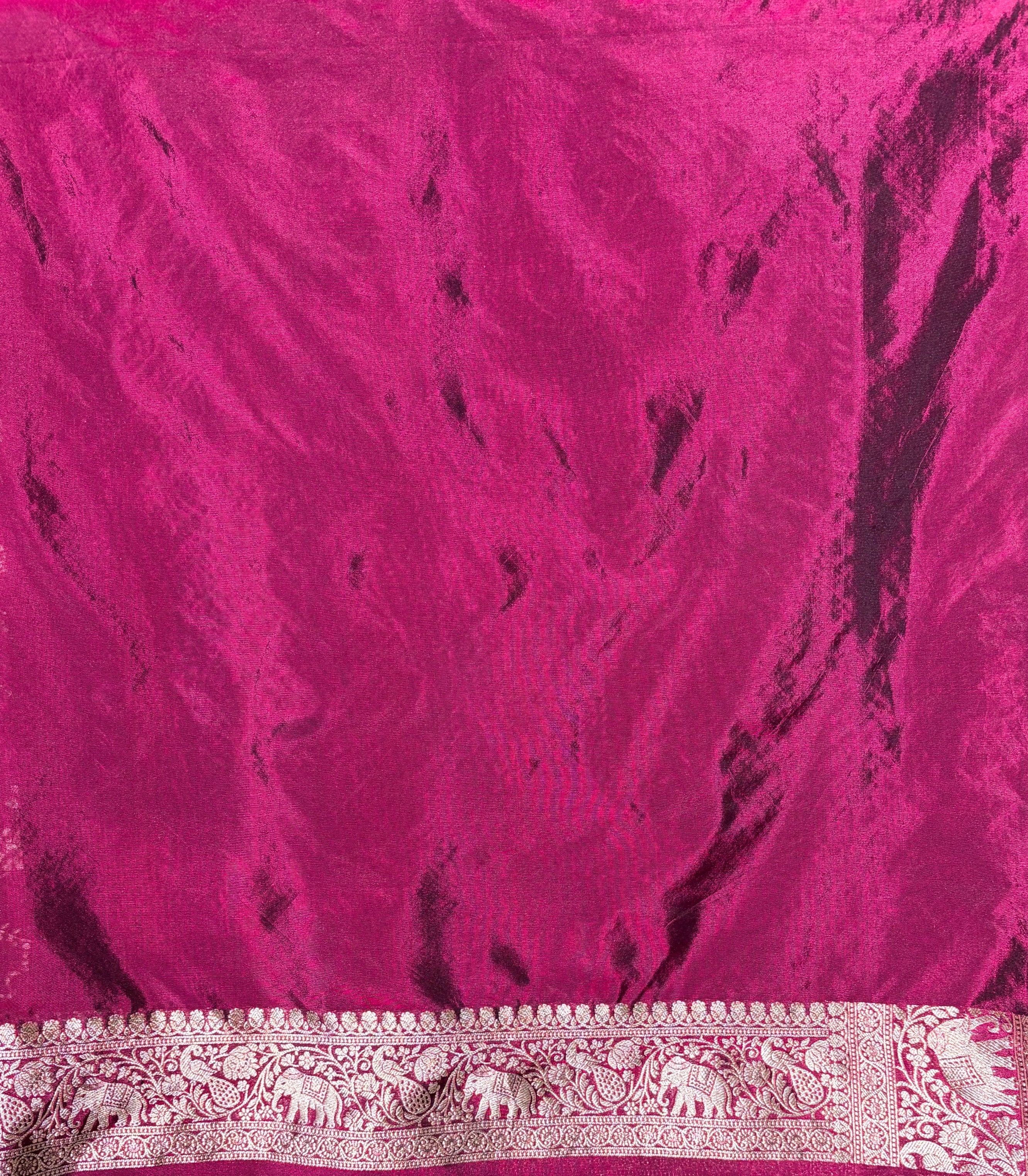 WAAH BANARAS 144: Deep Wine Katan Silk Saree with Zari Jaal Animal Motif