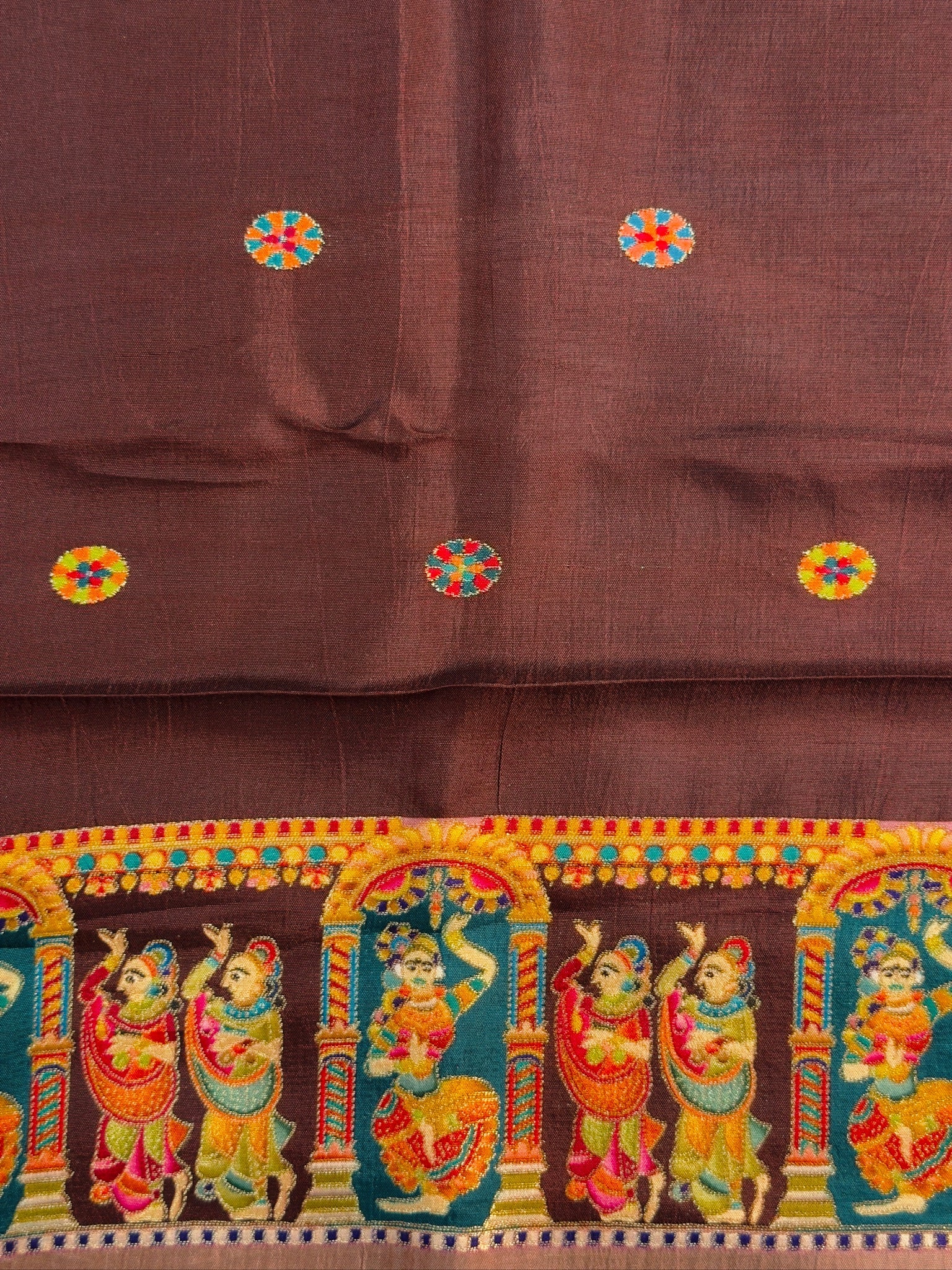 UTSAV BANARAS 477B: Dusty Pink Butter Silk Saree with Heritage Position Print & Contrast Blouse