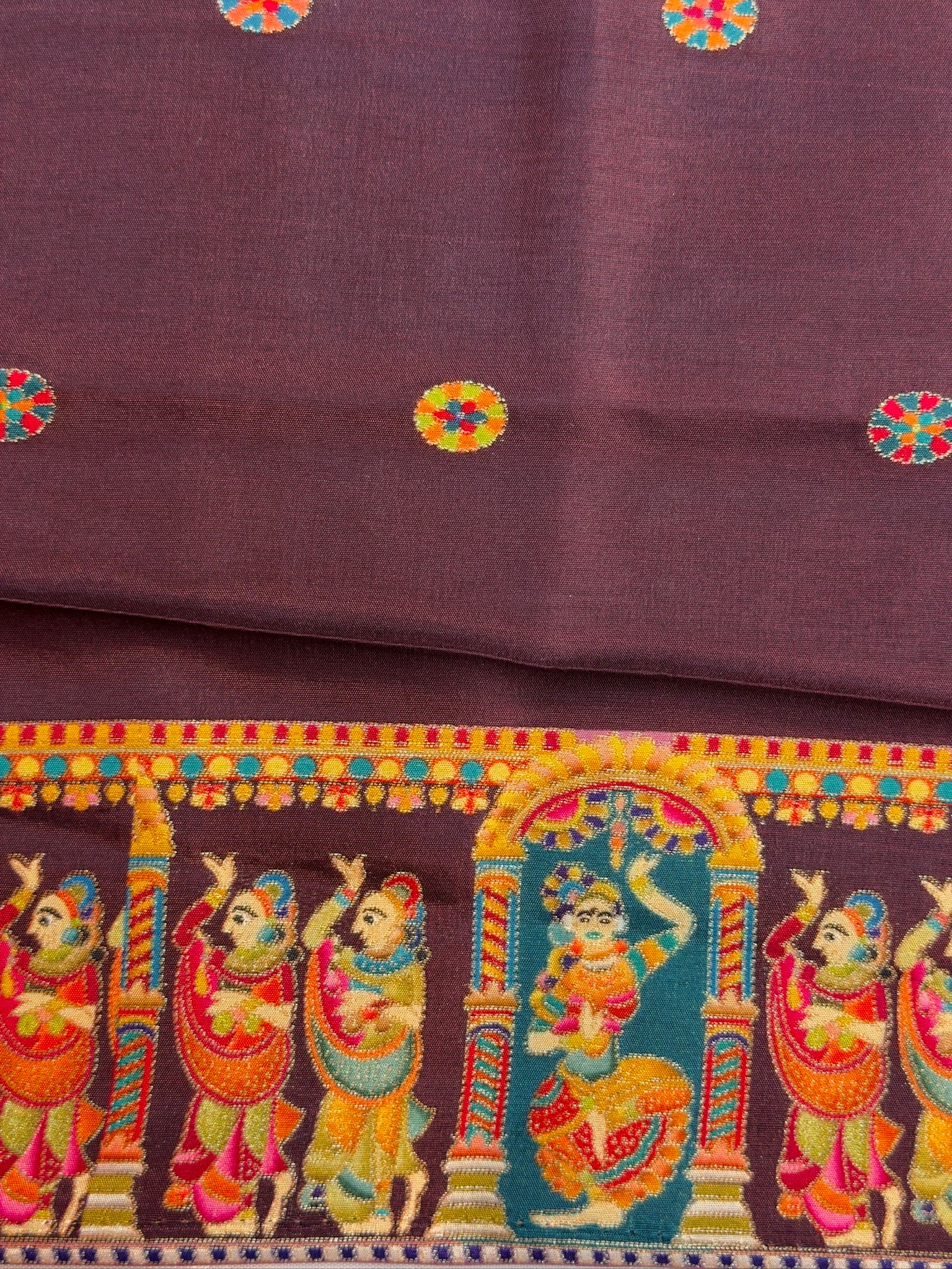 UTSAV BANARAS 477: Onion Pink Butter Silk Saree with Heritage Position Print & Contrast Blouse