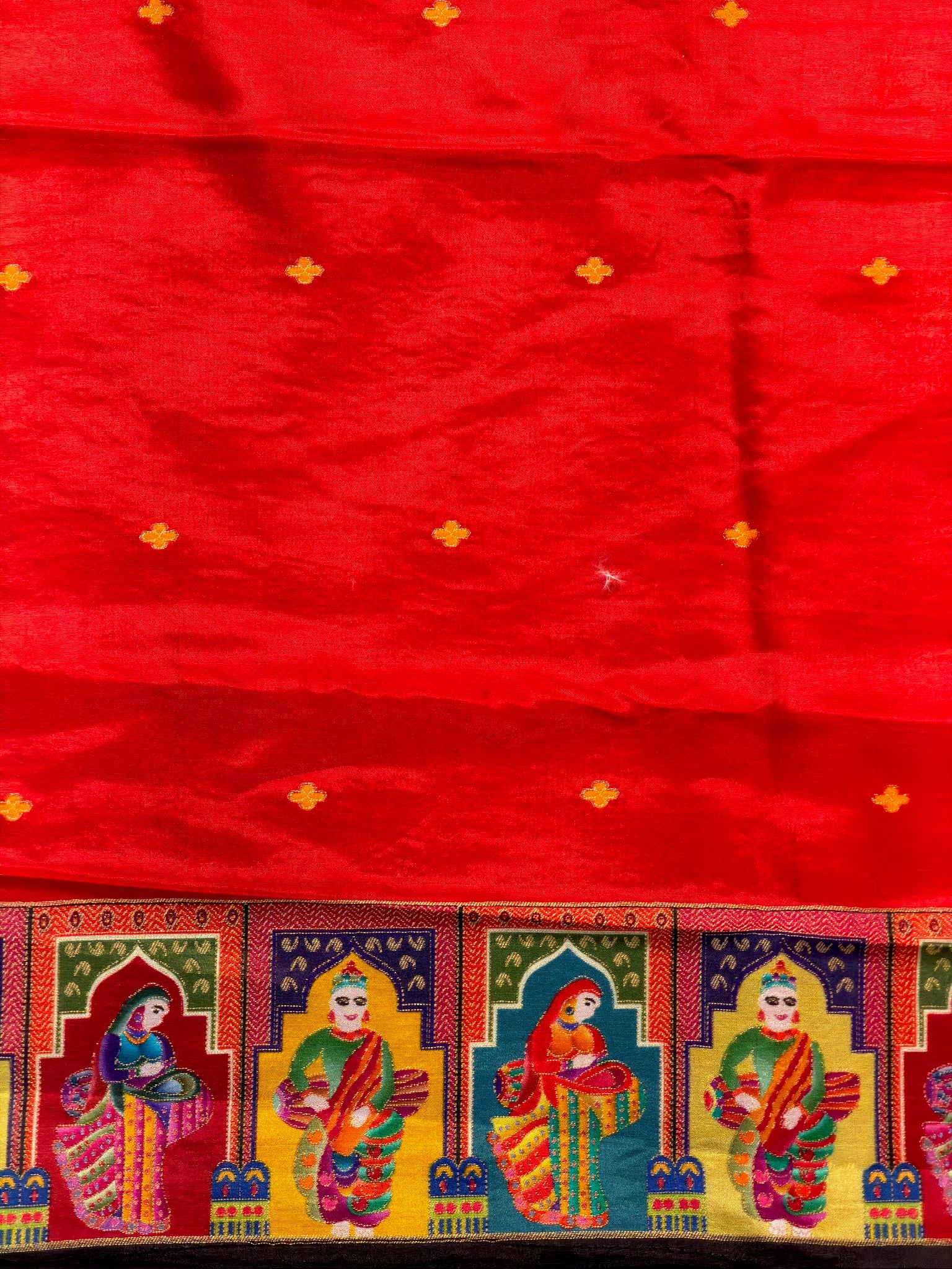 UTSAV BANARAS 475G: Black Butter Silk Saree with Heritage Position Print & Contrast Blouse