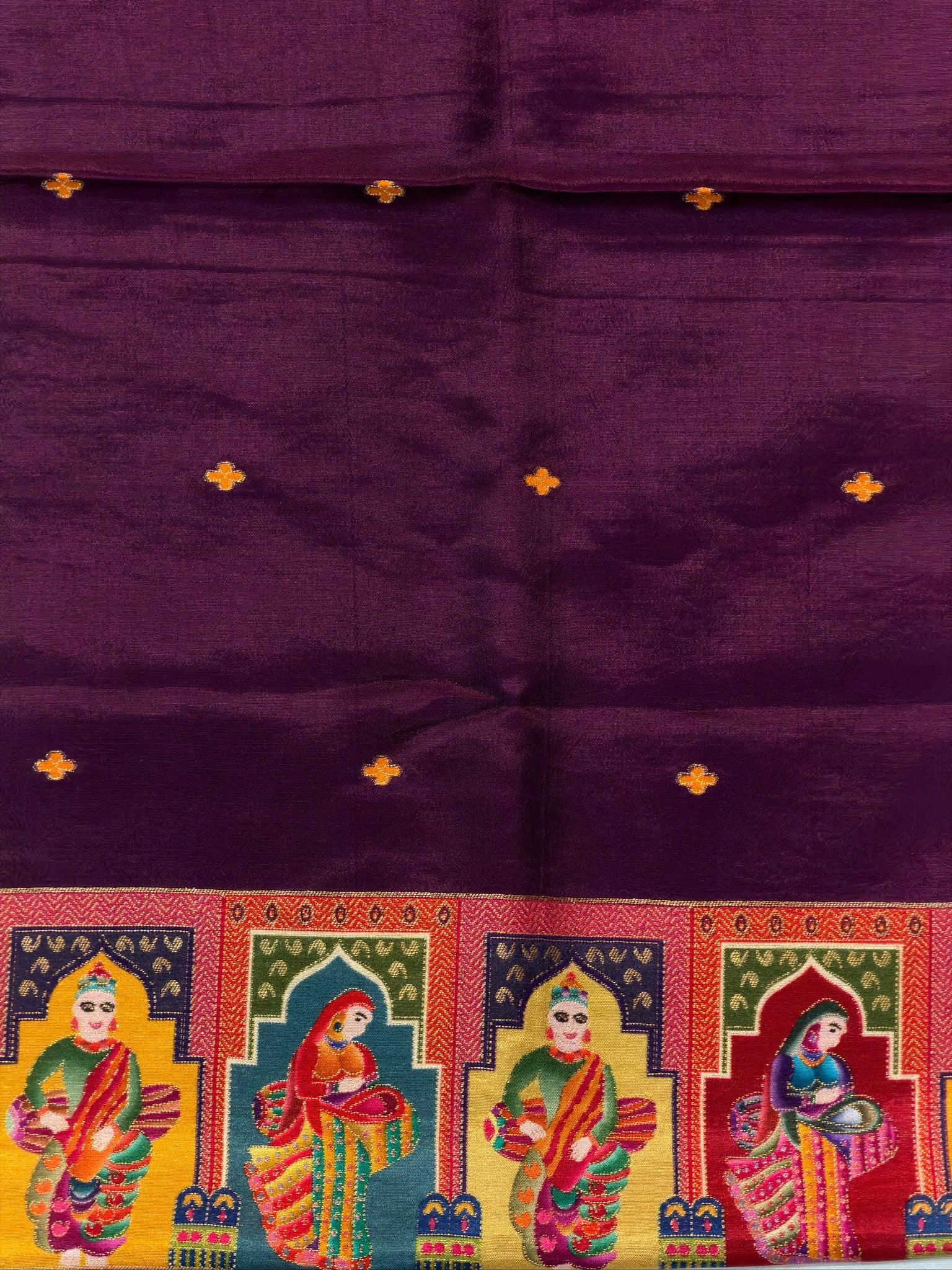 UTSAV BANARAS 475D: Pure Red Butter Silk Saree with Heritage Position Print & Contrast Bloue