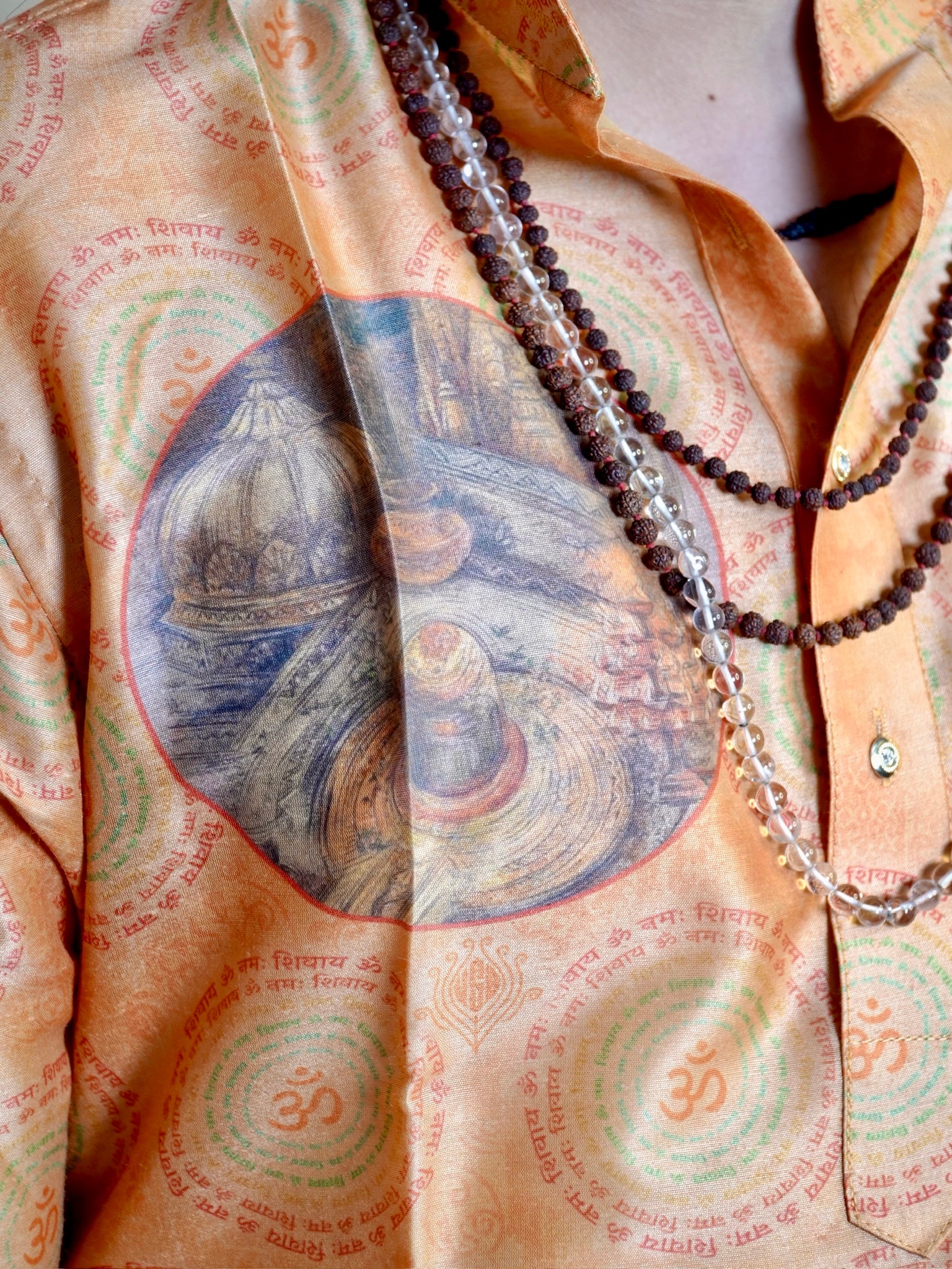 M.J.A 29: Om Namah Shivay Rust Orange Modal Silk Kurta