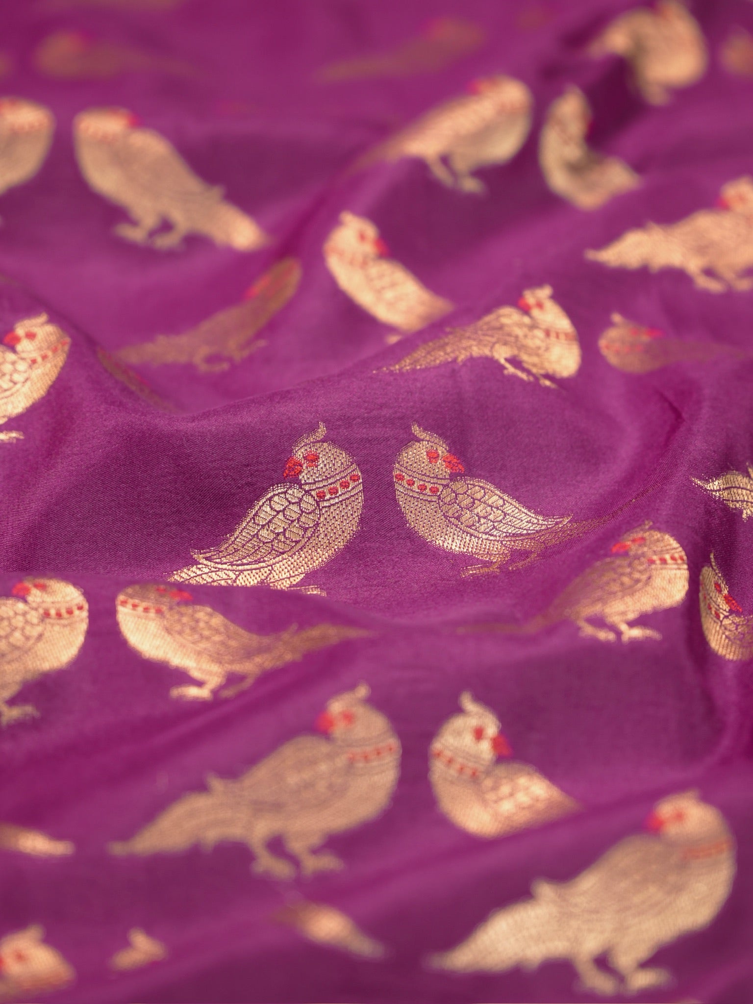 Founder Choice 060C: Beautiful Purple Pure Handloom Kadwa Silk Meenakari Parrot Saree & Silk Mark