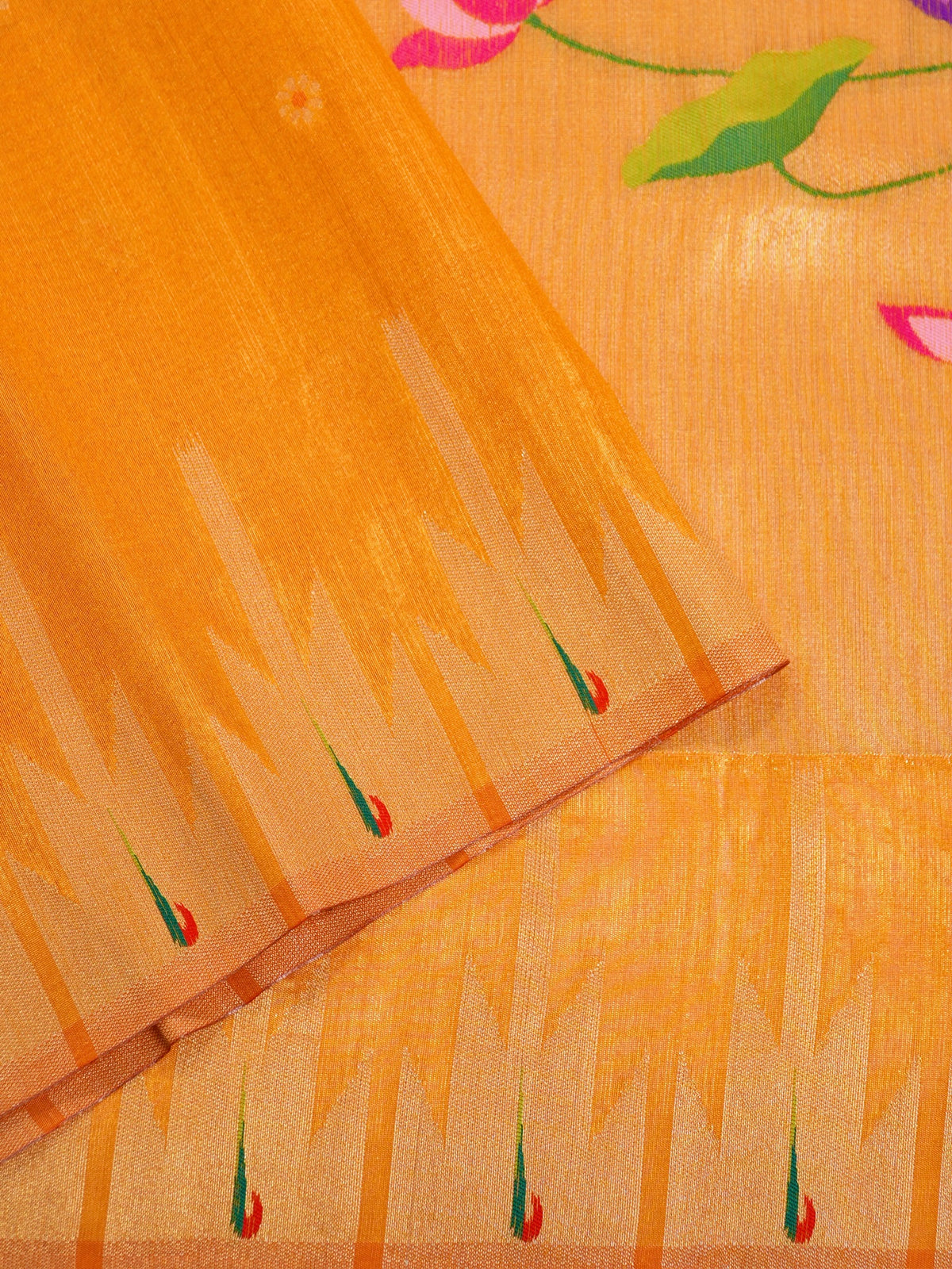Utsav Banaras 322 Beautiful Yellow Raw Silk Saree with Zari Meenakari Palla & Border