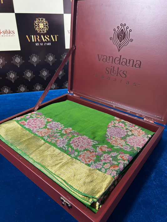 Hiranya Dhup Chhaon Handwoven Pure Silk Saree With Cross Stitch