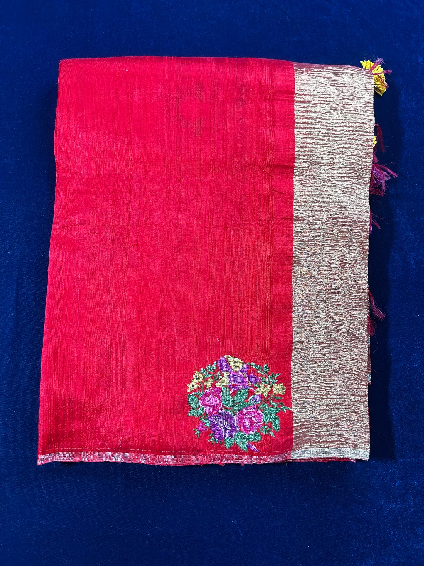 Pushpanjali Anar Handloom Silk Saree with Zari Pallu & Thread Work