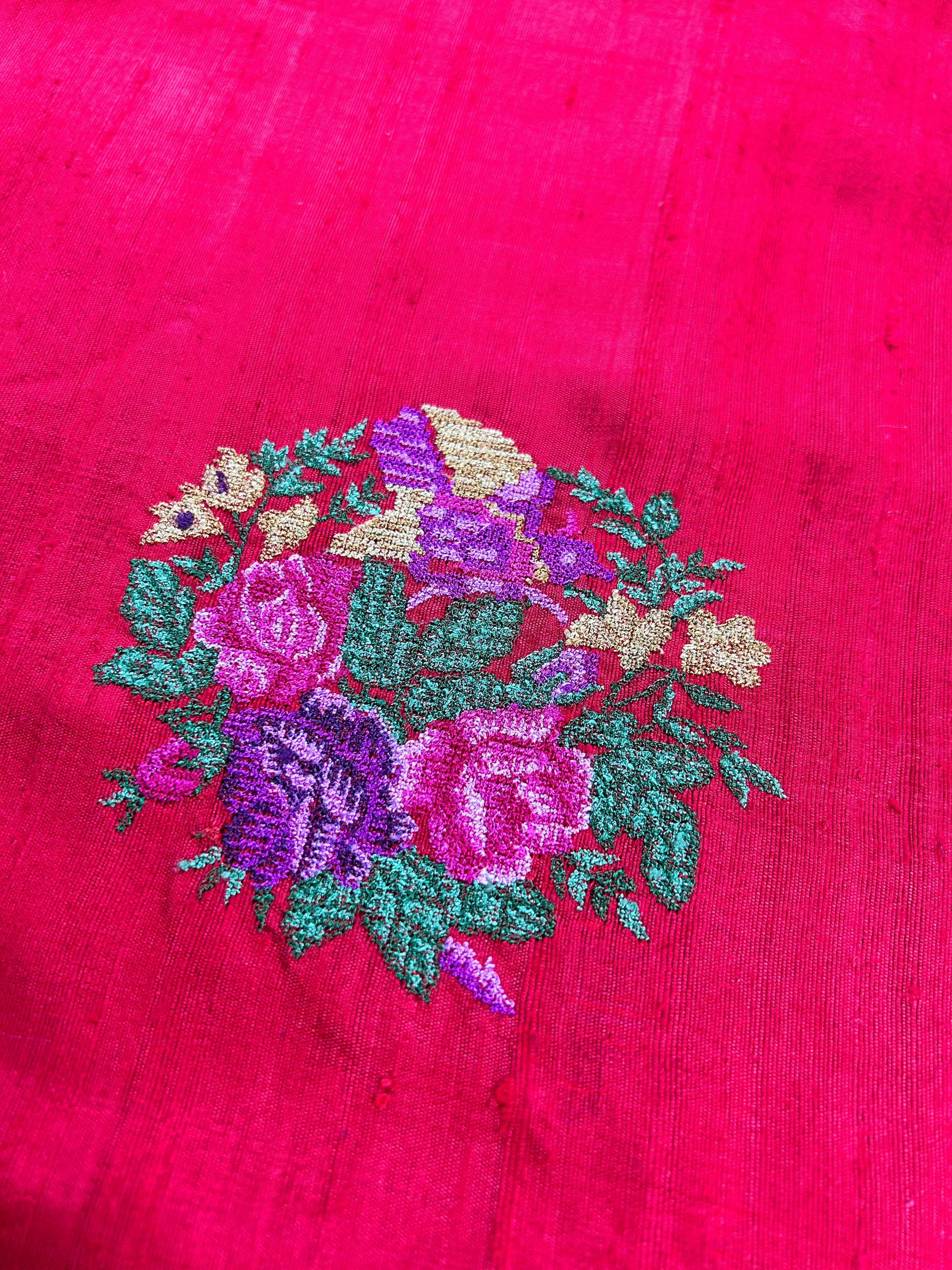 "VIRASAT 157" Anar Handloom Silk Saree with Zari Pallu & Thread Work