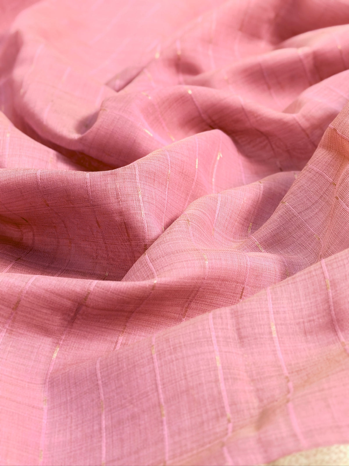 Utsav Banaras 455: Blush Pink Cotton Saree with Multicolor Resham Bird & Floral Work