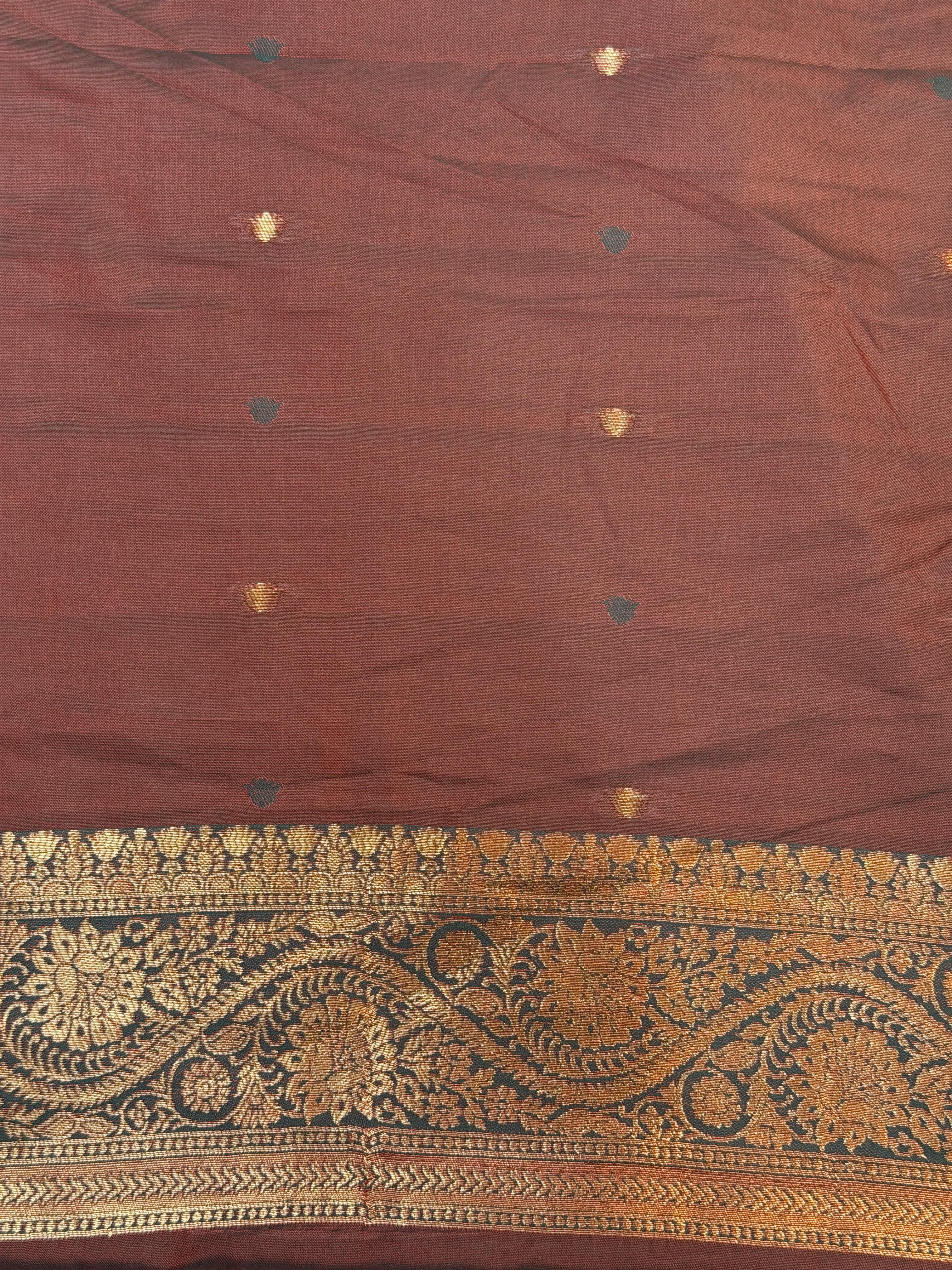 UTSAV BANARAS 450: Royal Vermilion Red Banarasi Silk Saree with Antique Zari Floral Border