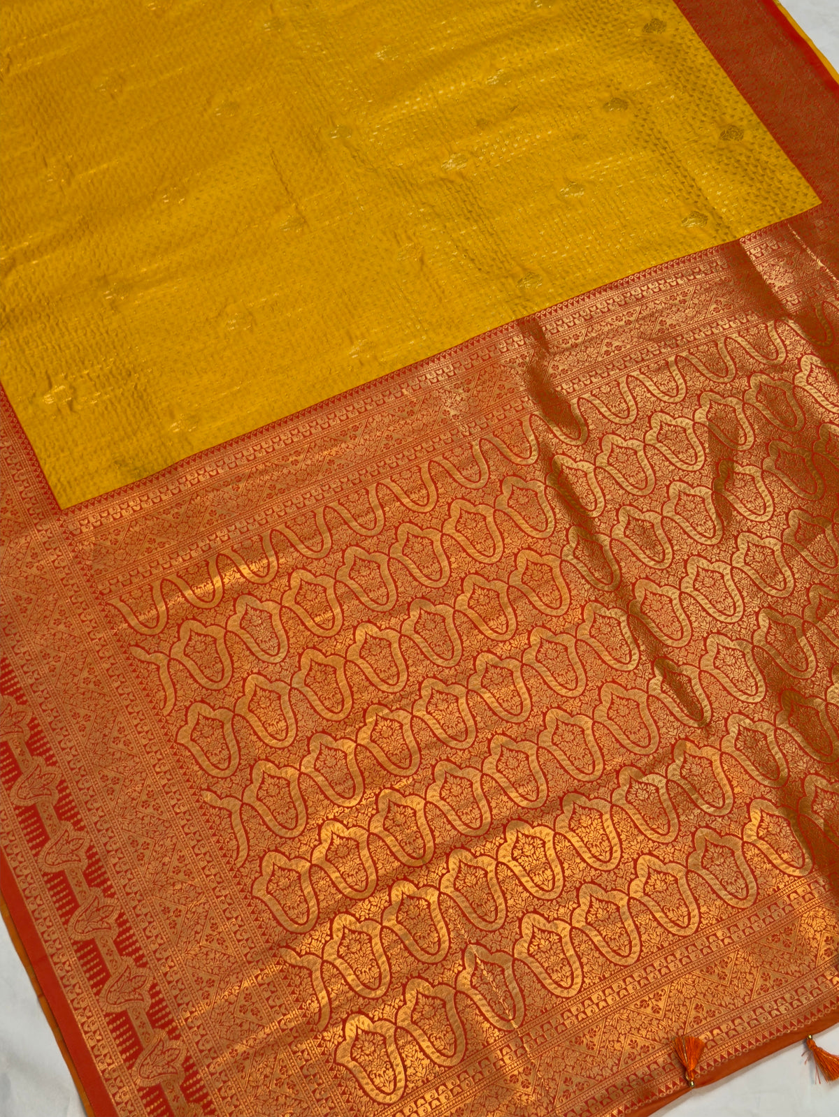 UTSAV BANARAS 449: Sunshine Yellow Banarasi Silk Saree with Rich Gold Zari Heritage Border