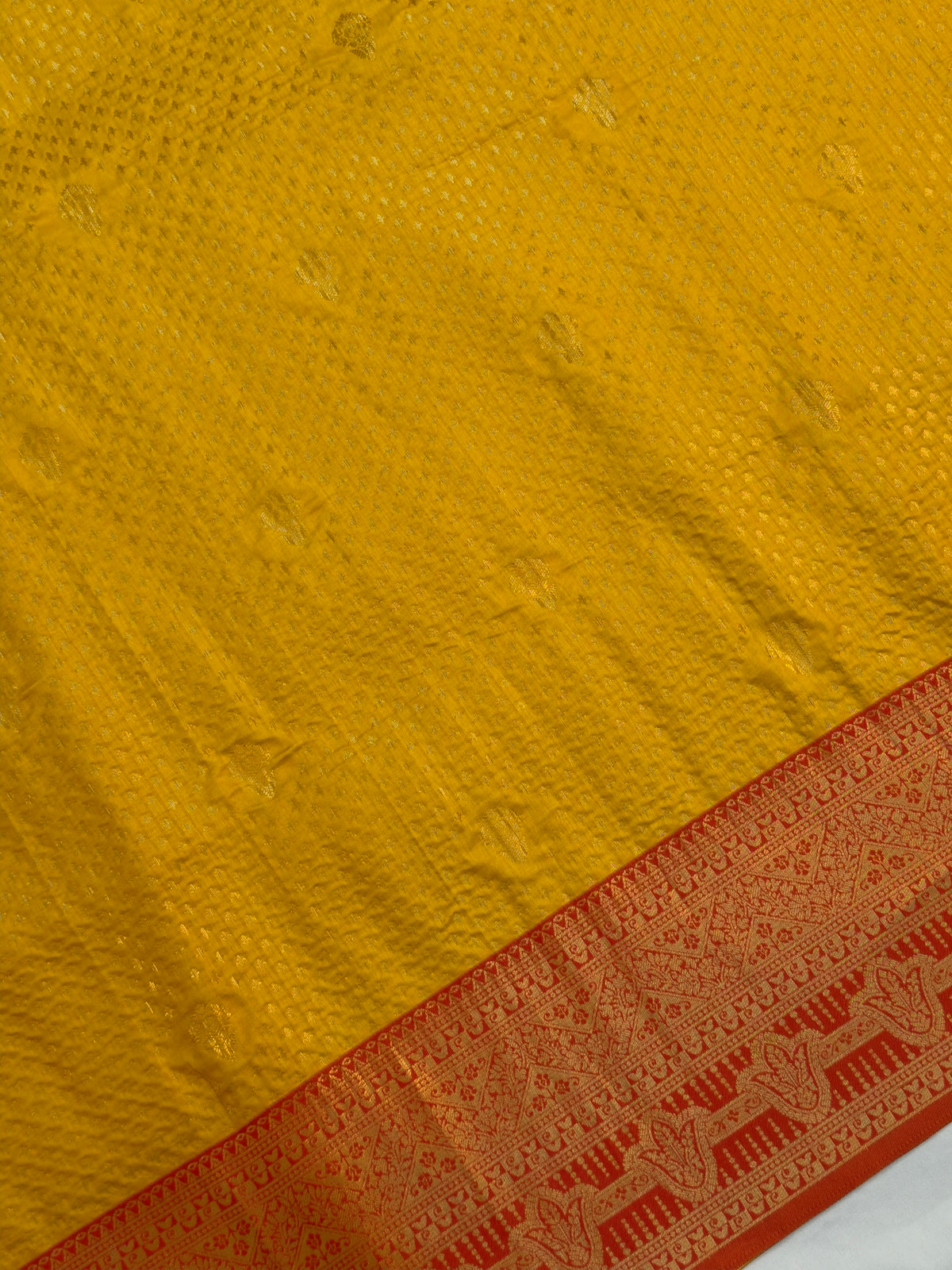 UTSAV BANARAS 449: Sunshine Yellow Banarasi Silk Saree with Rich Gold Zari Heritage Border