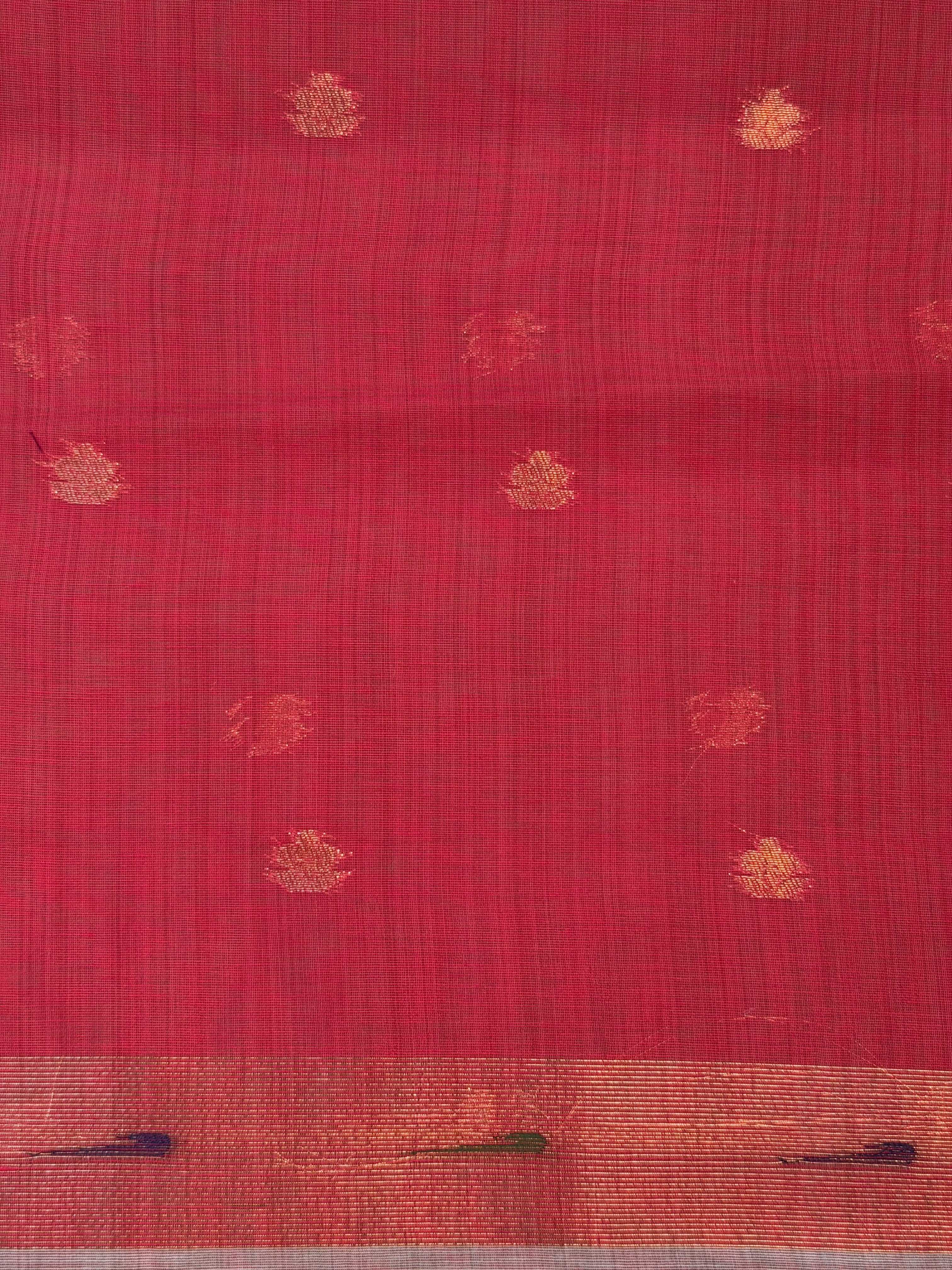 UTSAV BANARAS 468: Sky Blue Cotton Saree with Multicolor Resham Tree & Peacock Motif Design