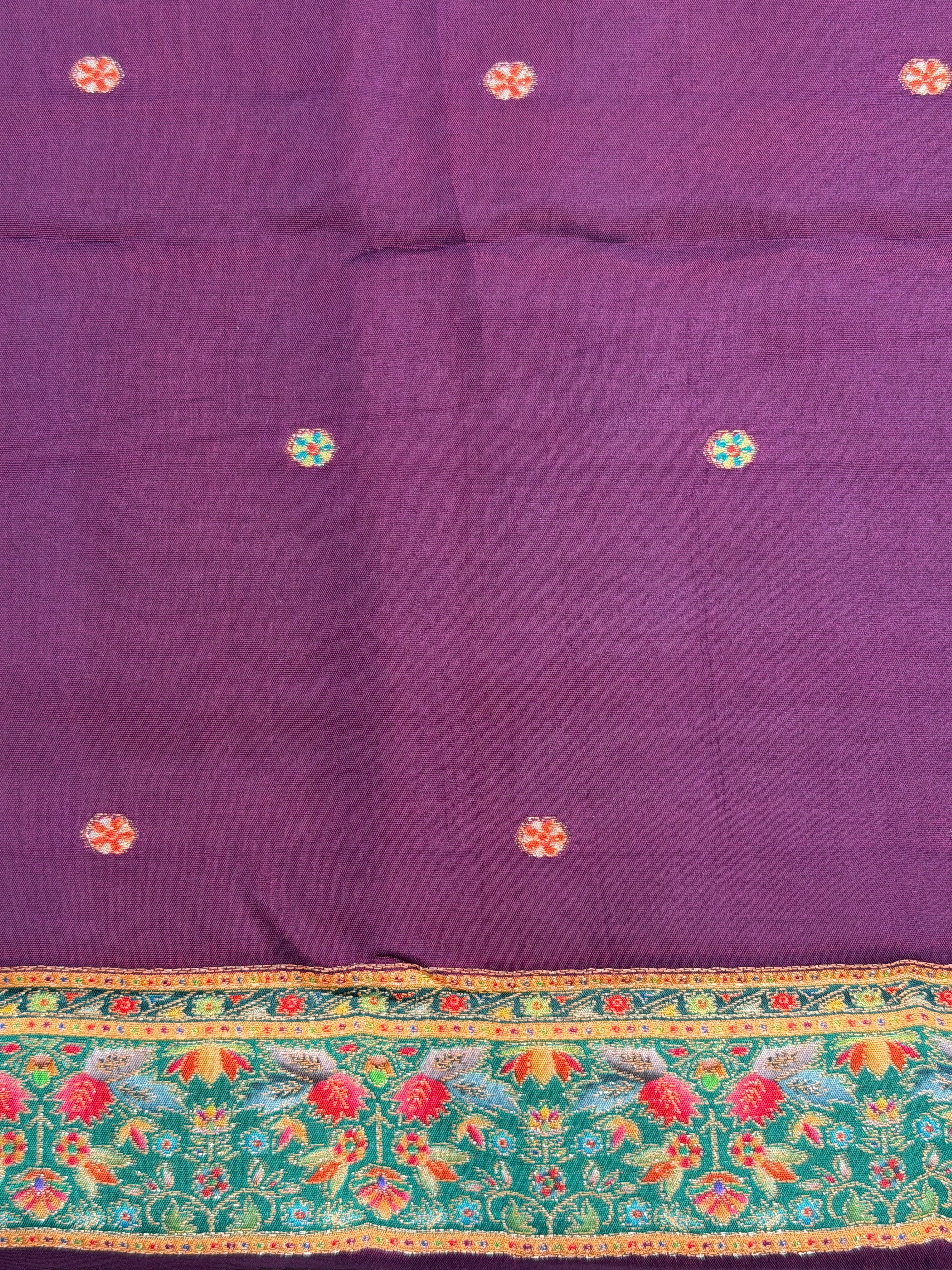 UTSAV BANARAS 478D: Cherry Red Butter Silk Saree with Royal Paisley Position Print & Contrast Blouse