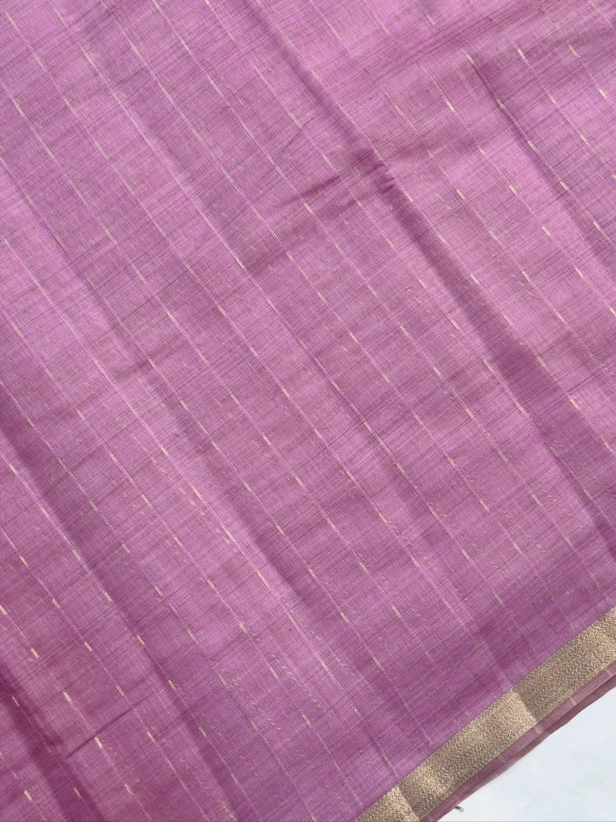 UTSAV BANARAS 463: Lavender Pink Cotton Saree with Multicolor Resham Bird & Floral Work