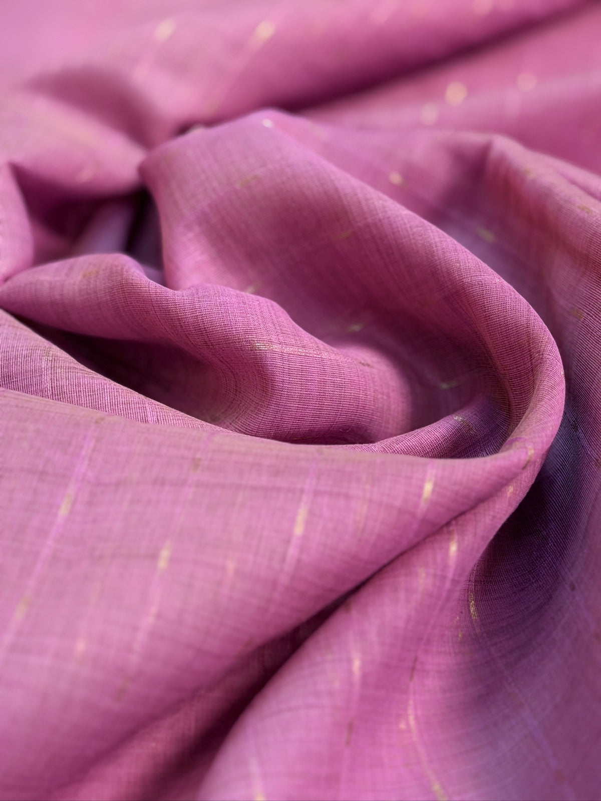 UTSAV BANARAS 463: Lavender Pink Cotton Saree with Multicolor Resham Bird & Floral Work