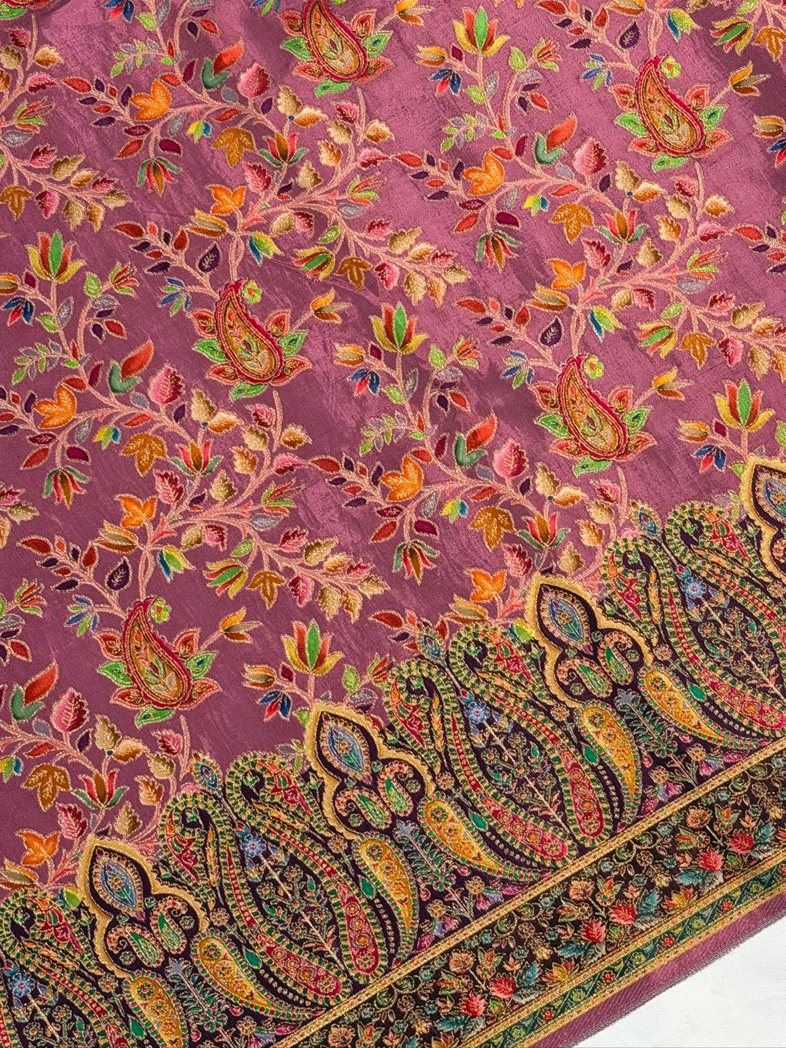 UTSAV BANARAS 478: Purple Mauve Butter Silk Saree with Royal Paisley Position Print & Contrast Blouse