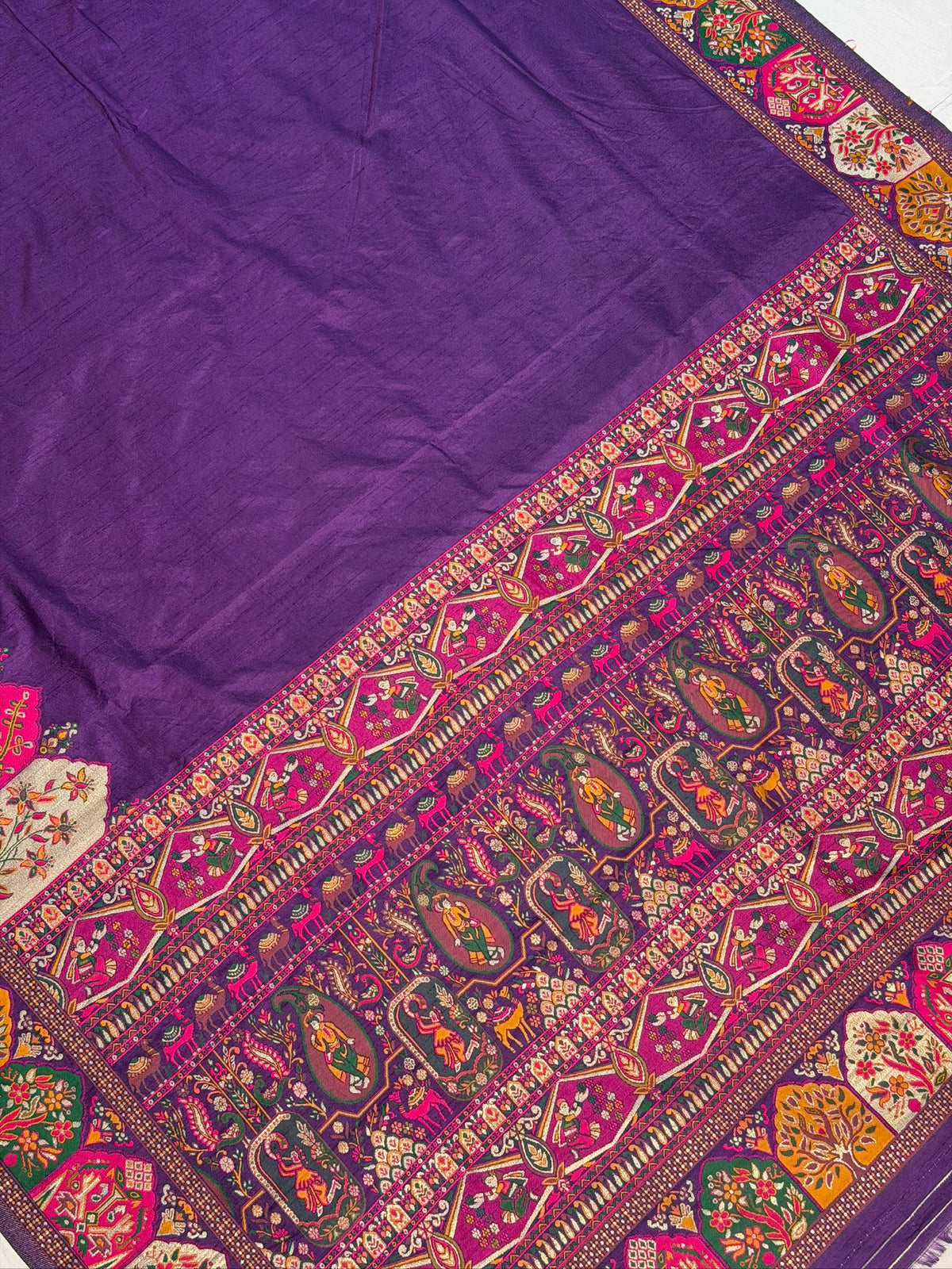 UTSAV BANARAS 447: Royal Purple Pashmina silk saree with Gold Zari & Meenakari Heritage Border