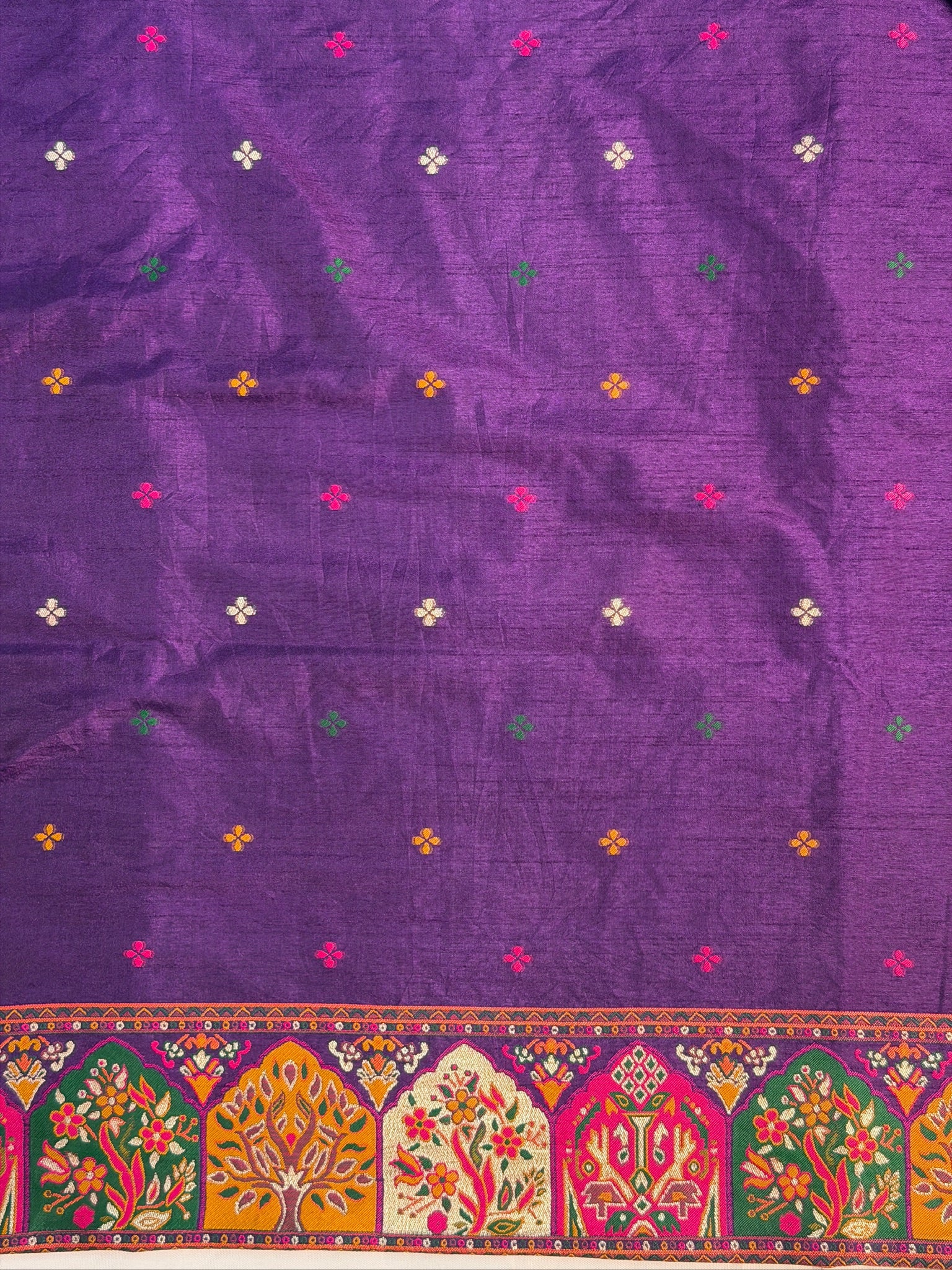 UTSAV BANARAS 447: Royal Purple Pashmina silk saree with Gold Zari & Meenakari Heritage Border