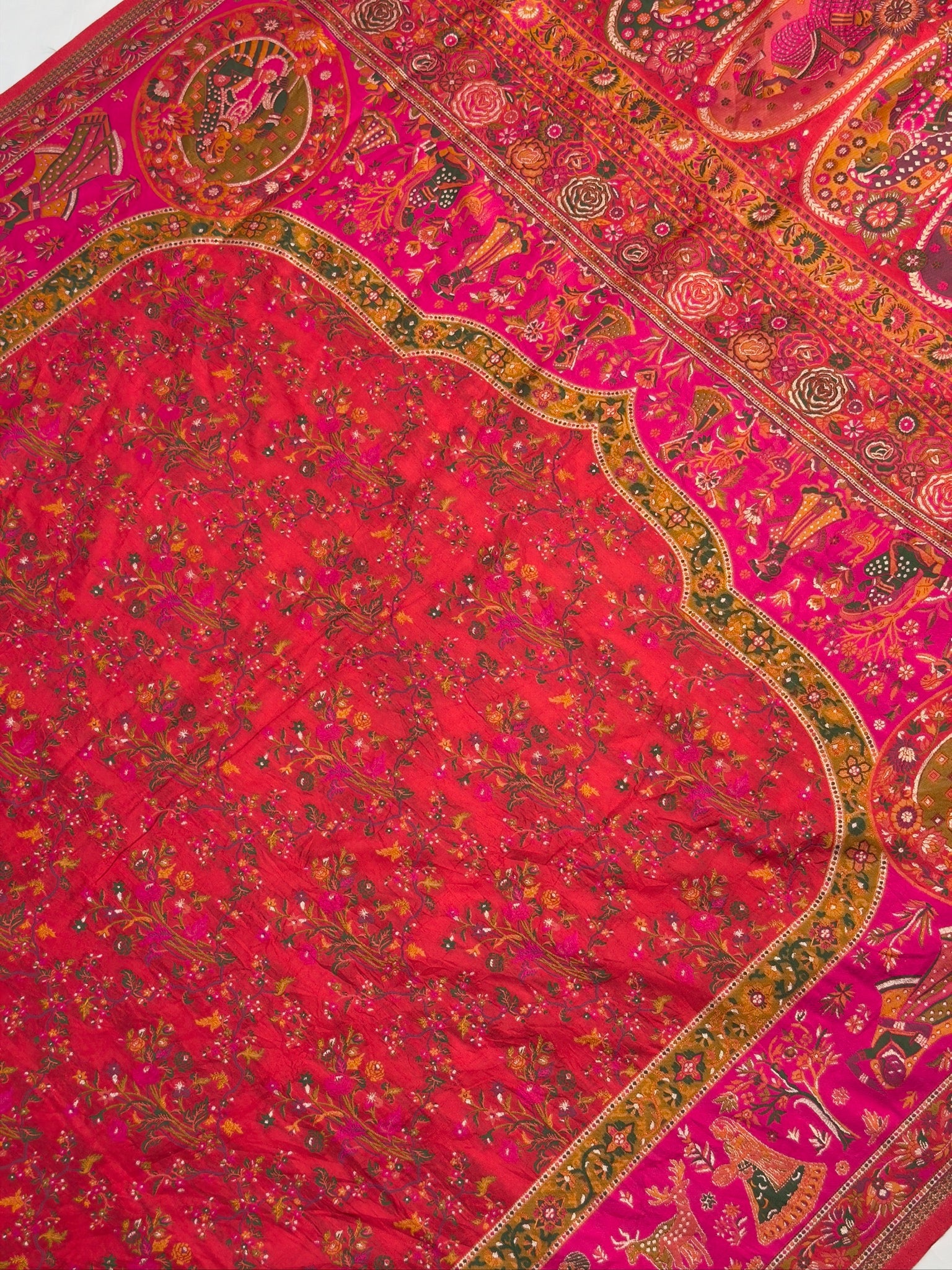 UTSAV BANARAS 444: Royal Red Pashmina silk saree with Gold Zari & Meenakari Heritage Pallu
