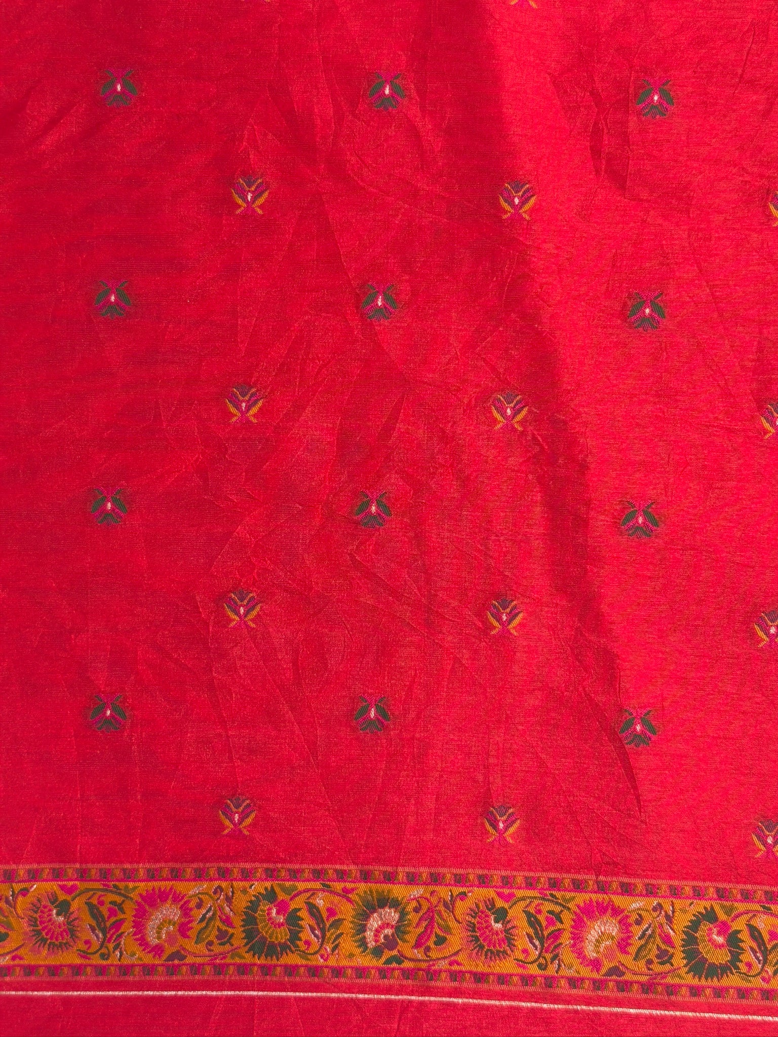 UTSAV BANARAS 444: Royal Red Pashmina silk saree with Gold Zari & Meenakari Heritage Pallu