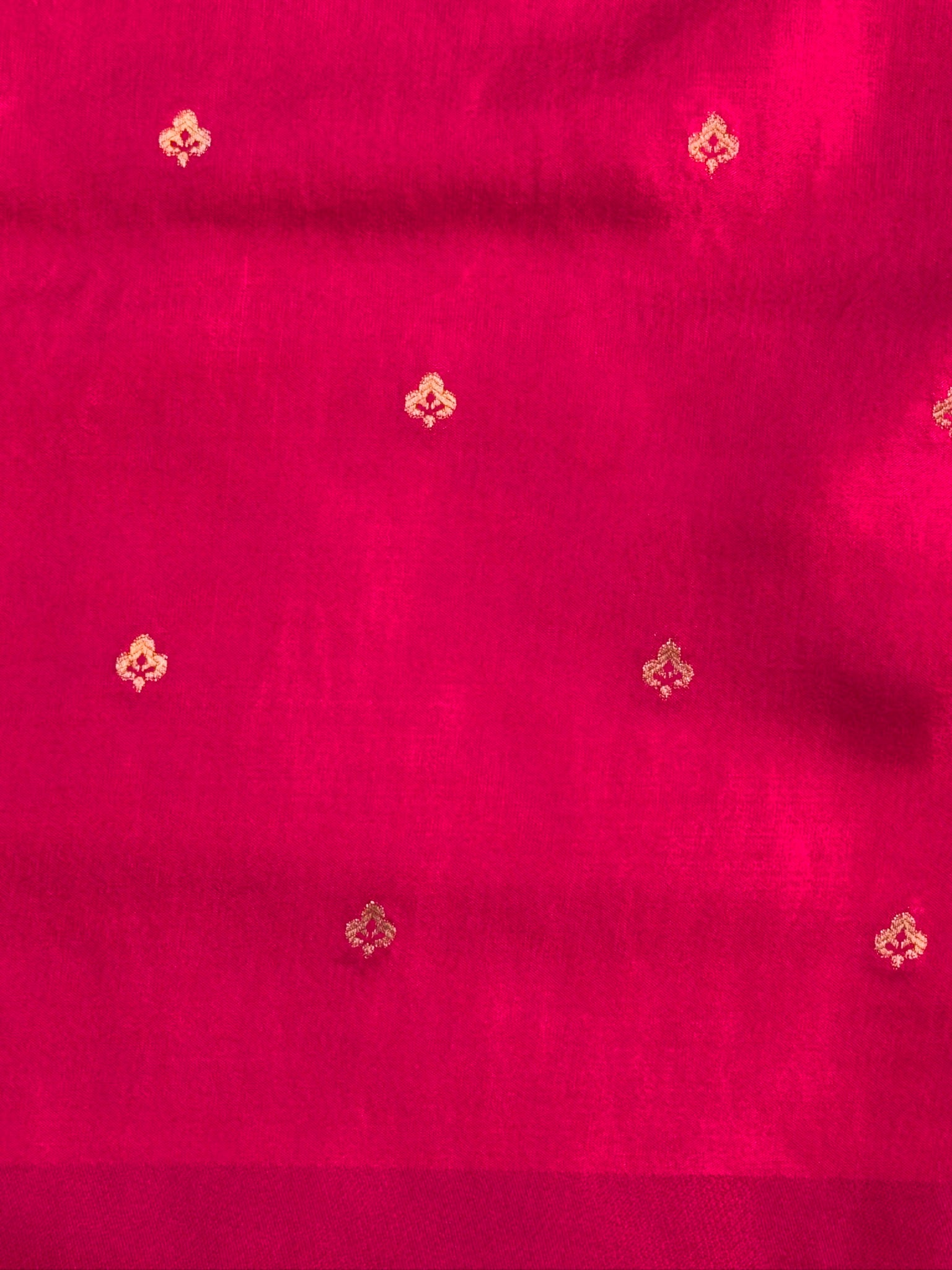 UTSAV BANARAS 433: Royal Rani Pink Mulberry Silk Saree with Gold & Silver Zari Floral Stripes and Banarasi Border
