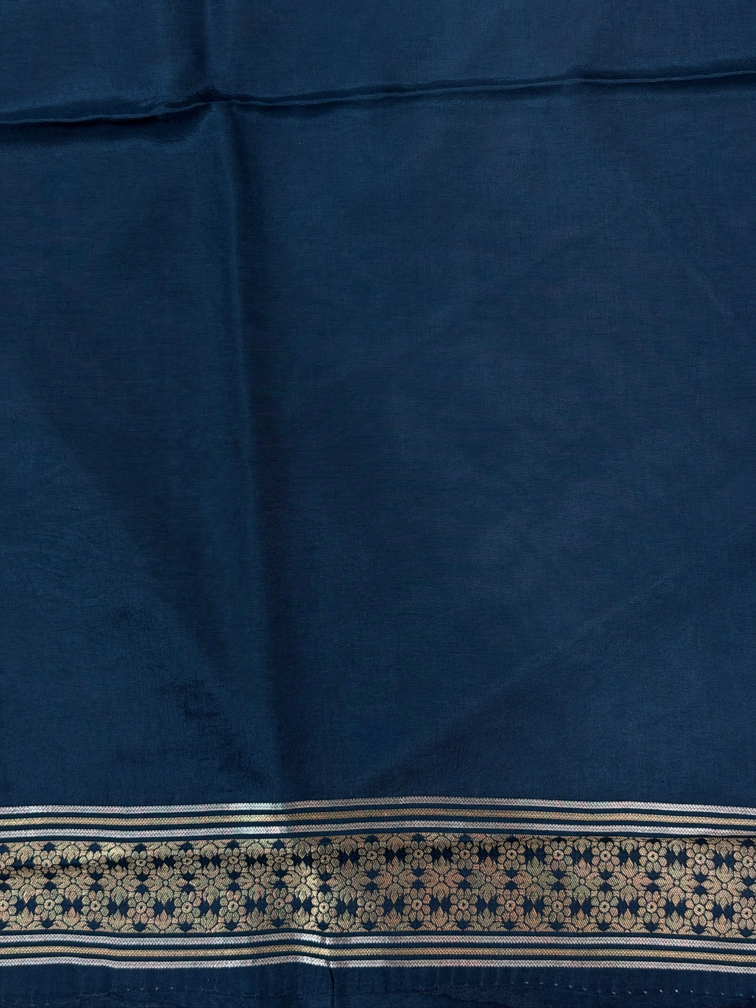 UTSAV BANARAS 431: Royal Steel Blue Mulberry Silk Saree with Gold Zari Elephant Motifs & Banarasi Border