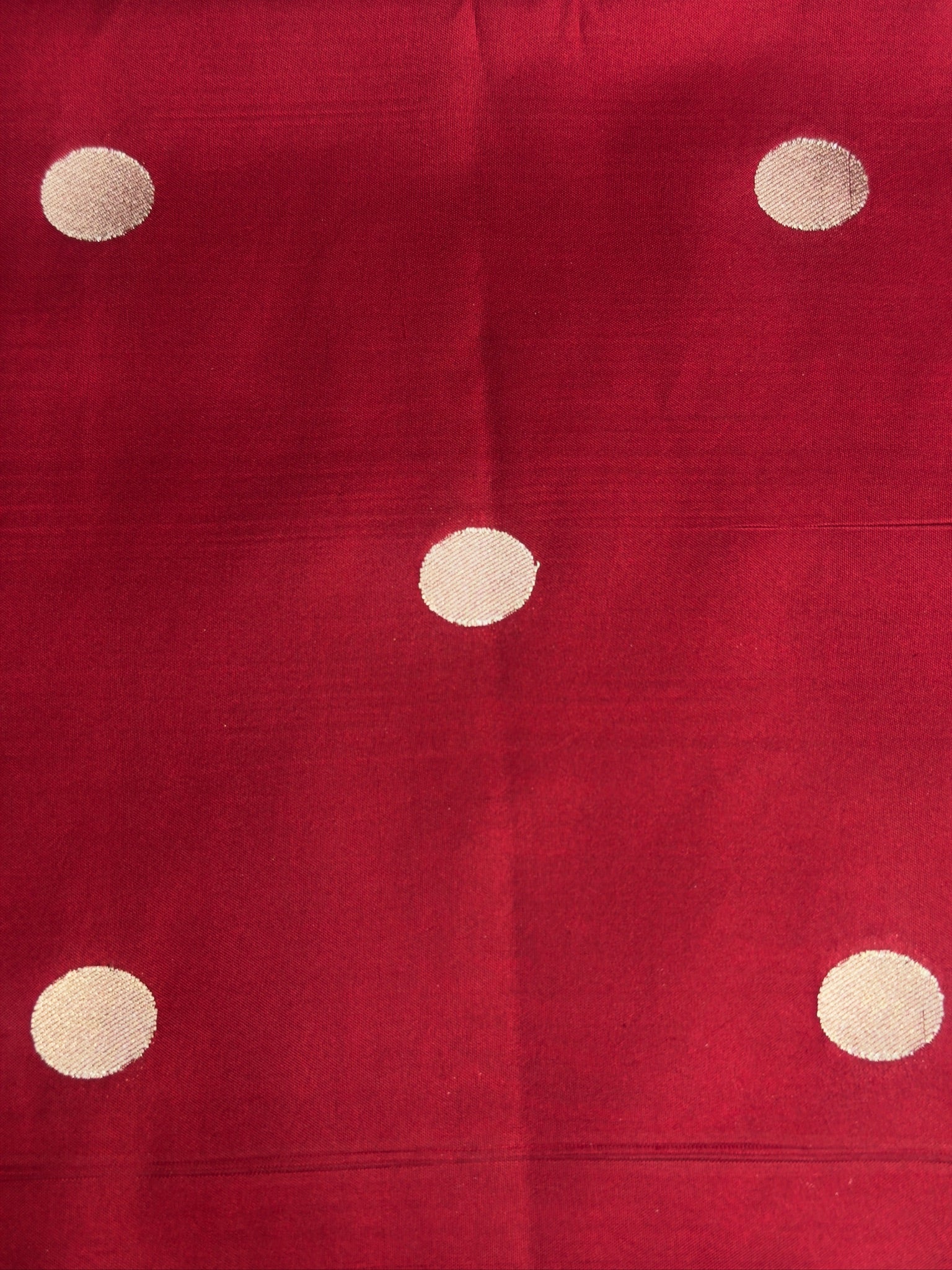 VIRASAT 366: Crimson Red Pure Katan Silk Saree with Sona Rupa Zari Animal Motifs | Silk Mark Certified