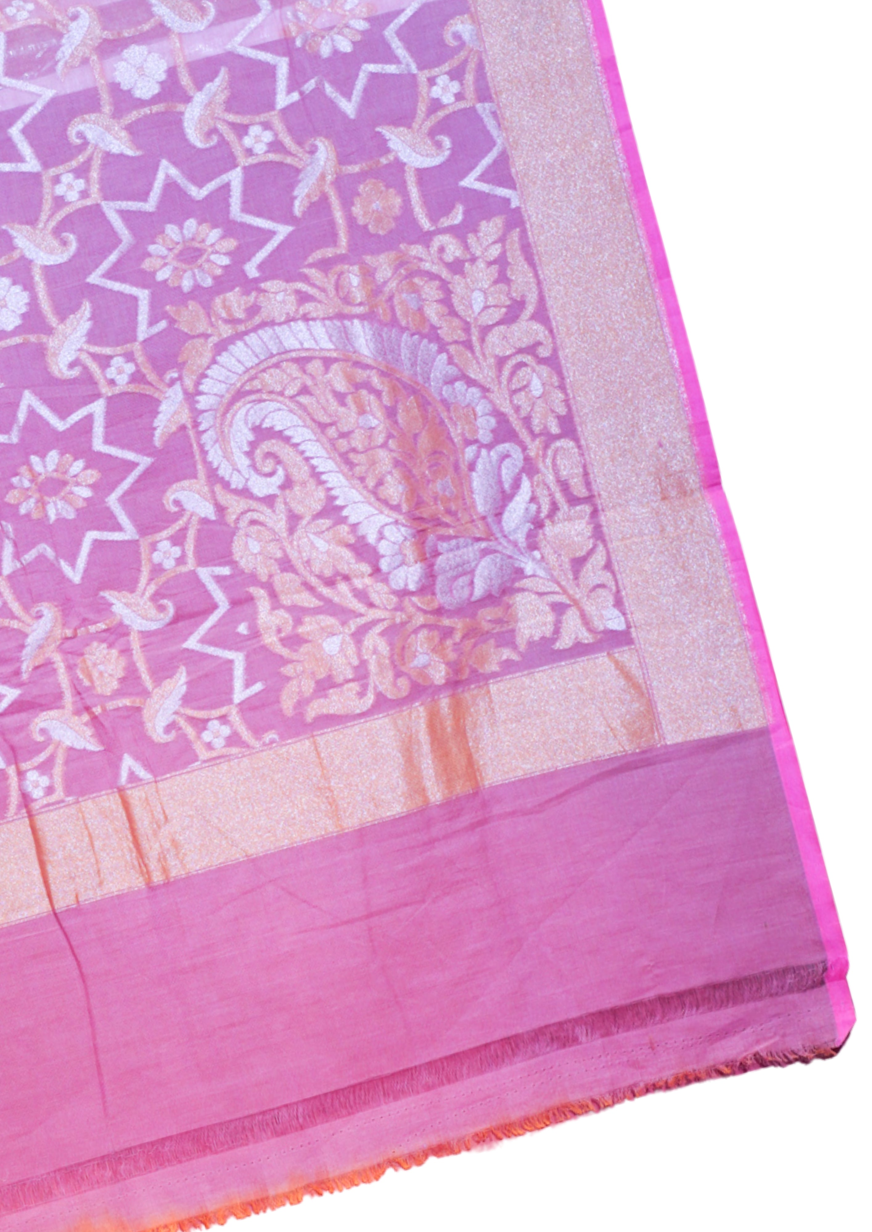 "VIRASAT 261" Banarasi Nelambari Pure Cotton Jamdani Sona Rupa Silk Saree